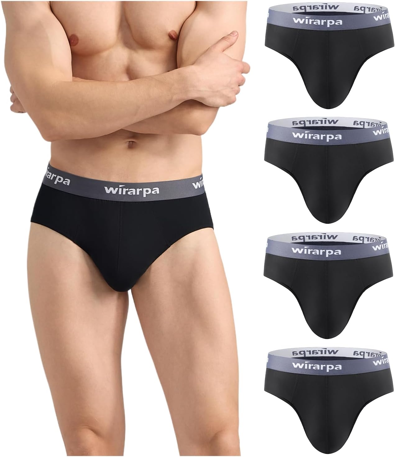 wirarpa Men's Underwear Modal No Fly Briefs Silky Comfortable Underpants 4 Pack