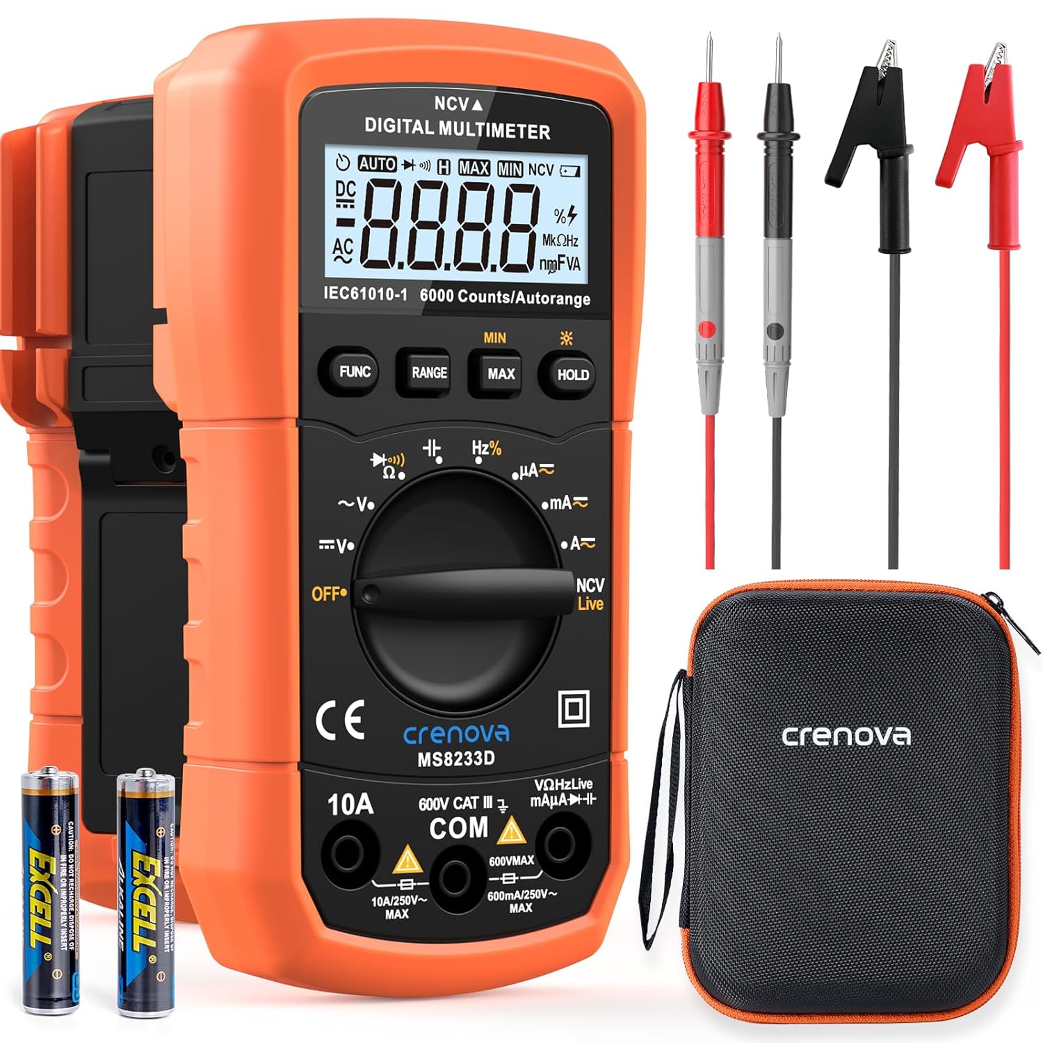 Crenova MS8233D Digital Multimeter 6000 Counts Multi Tester Voltmeter Ammeter Oh...