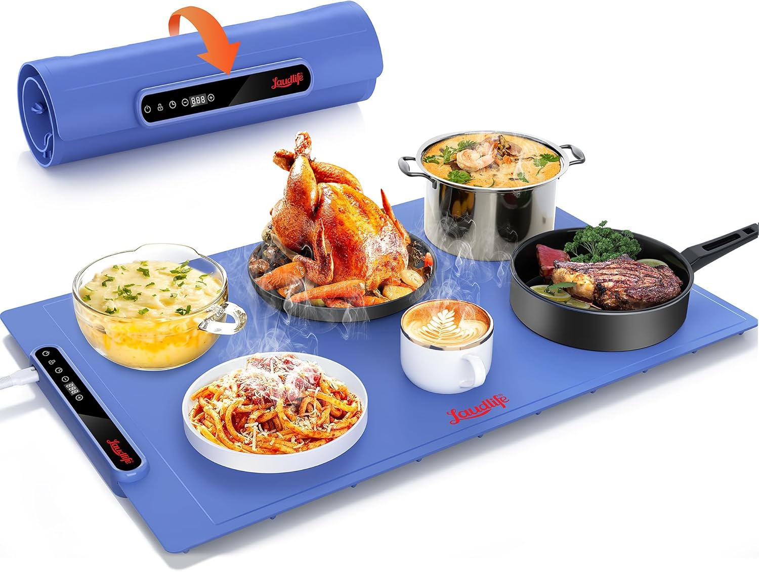 Electric Warming Mat, Innovative Roll-Up Silicone Heating Pad with Adjustable Te...