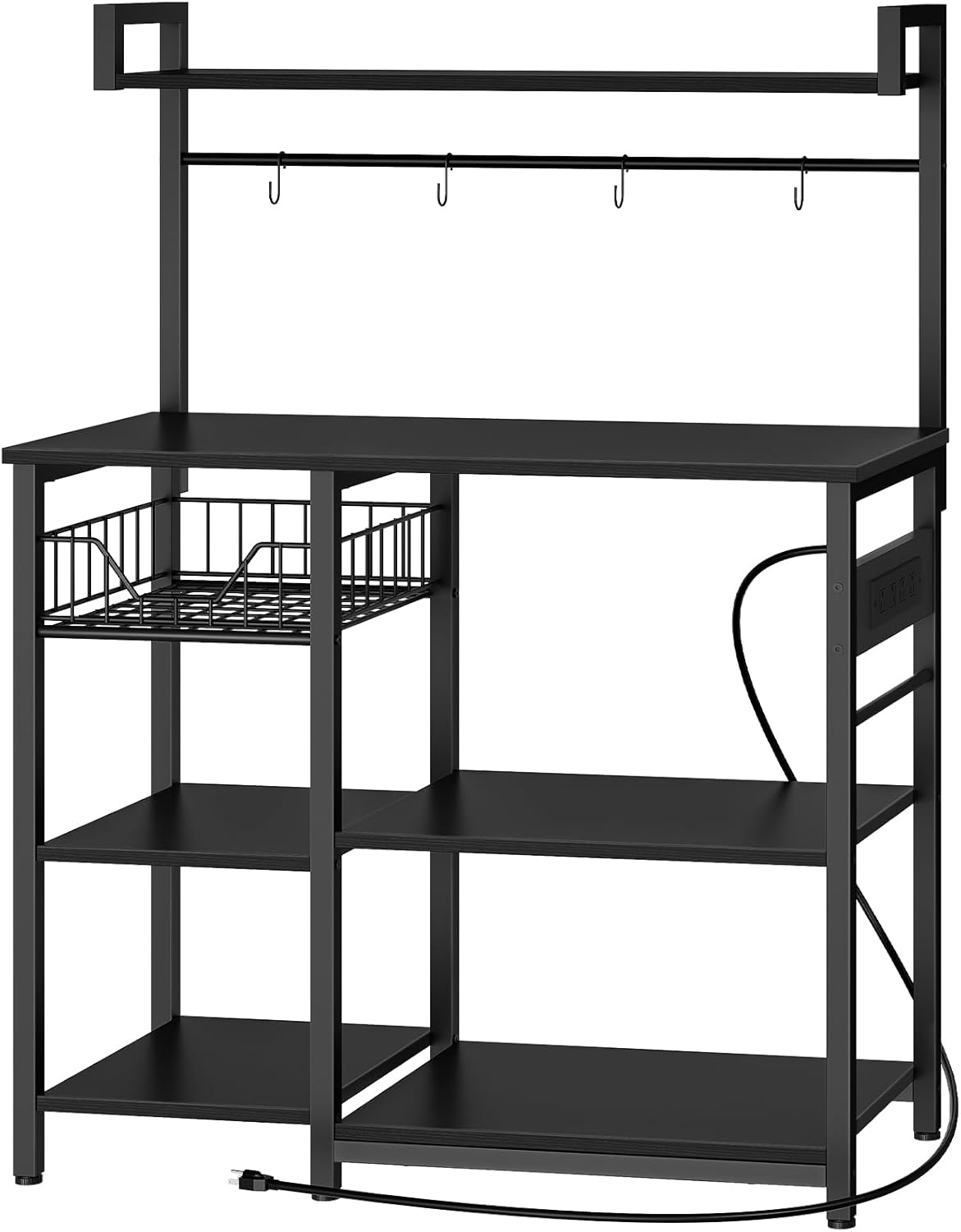 HOOBRO Kitchen Bakers Rack with Power Outlet, Coffee Bar, Microwave Oven Stand w...