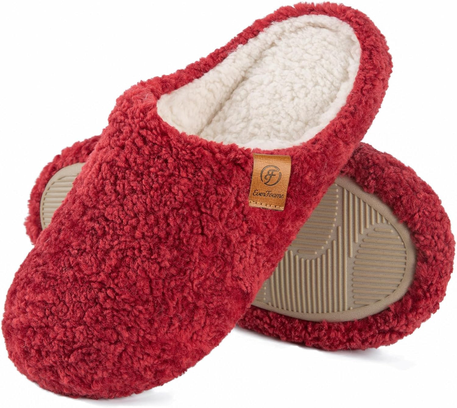 EverFoams Women's Mule Slippers Comfy Warm Shearling Lightweight Breathable Memo...
