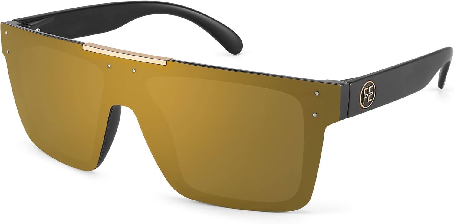FEISEDY Men Sunglasses Polarized Oversized Square Flat Top Cycling Running Fishi...