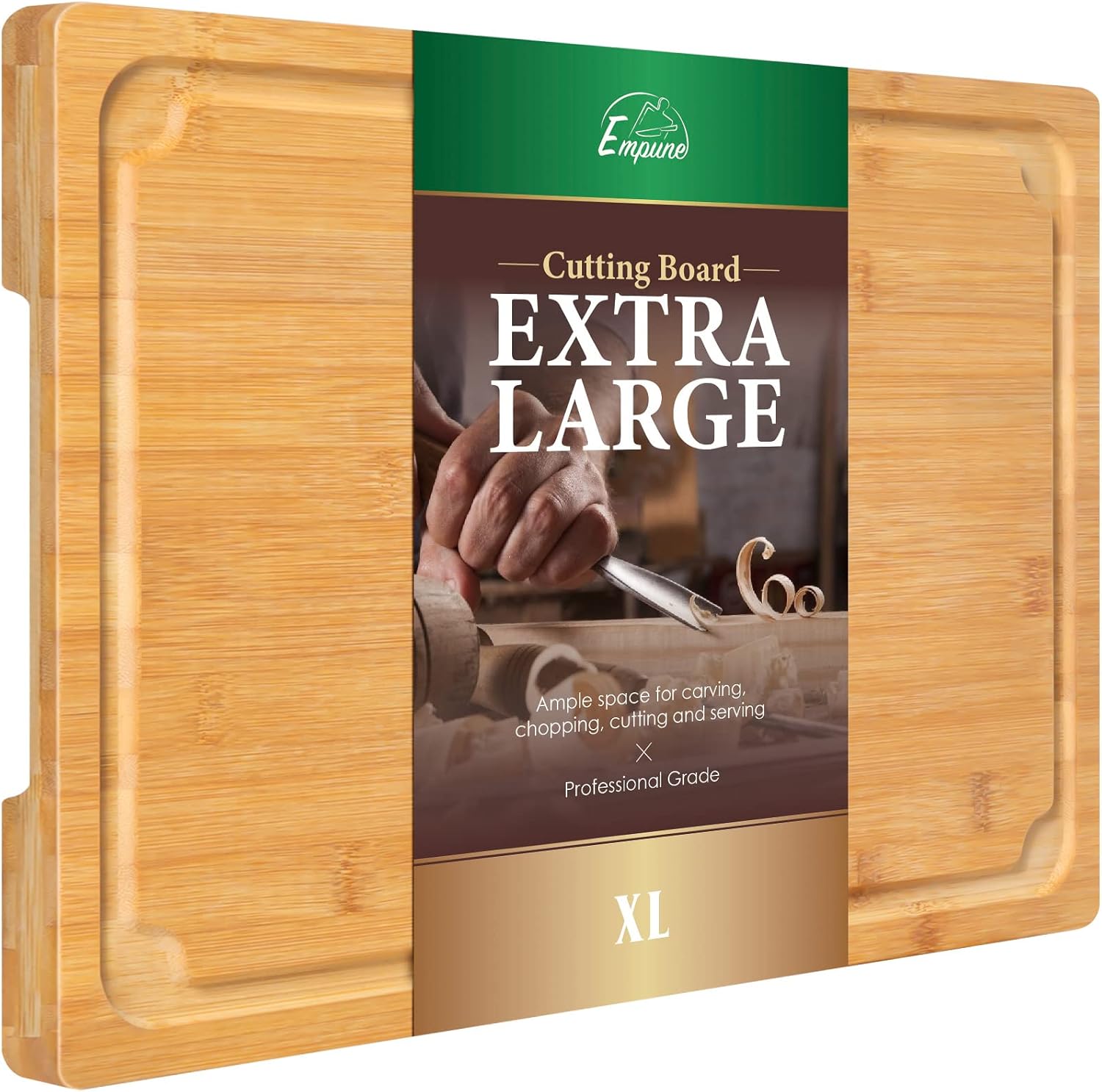 Extra Large Cutting Board, 17.6" Bamboo Cutting Boards for Kitchen with Juice Gr...