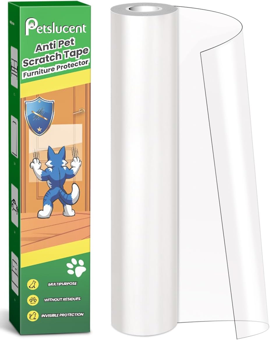 Petslucent Door Protector from Dog Scratching, Cat Anti Scratch Tape， Clear Tra...