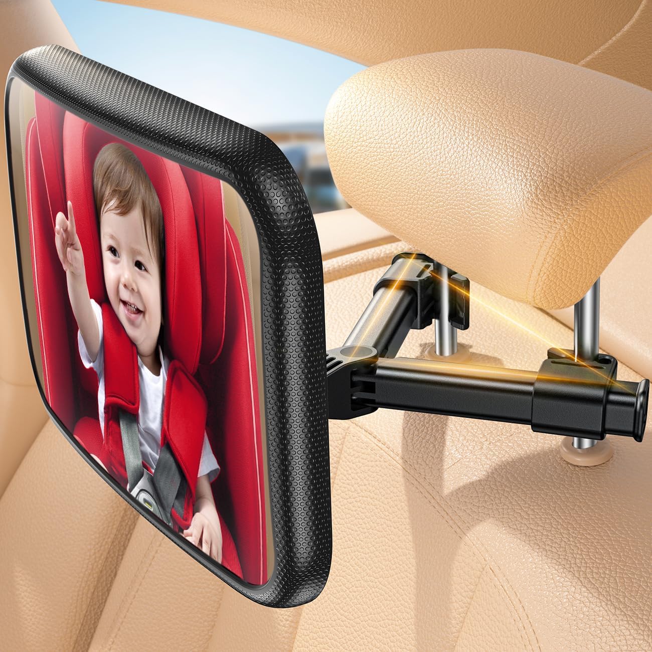 Lamicall Baby Car Mirror for Back Seat - [2025 Safest Triangle Hook Clip], Shatt...