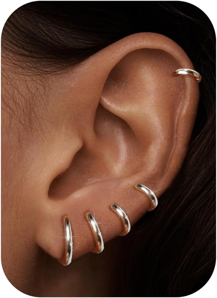 MILACOLATO Small Hoop Earrings for Women Men Surgical Steel Cartilage Huggie Ear...