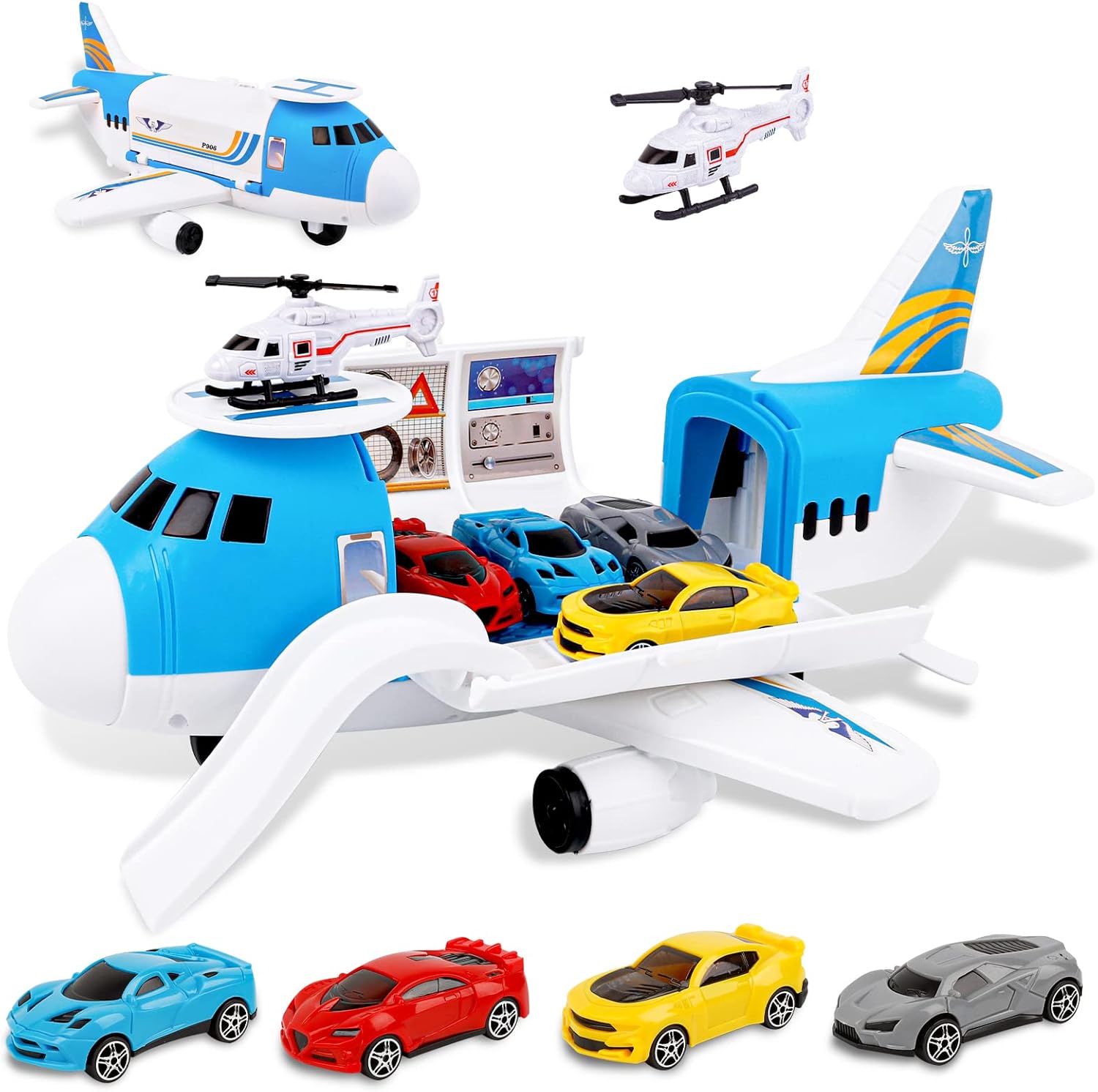 m zimoon Transport Airplane, Transport Cargo Plane Car Kids Toys Set with 4pcs C...