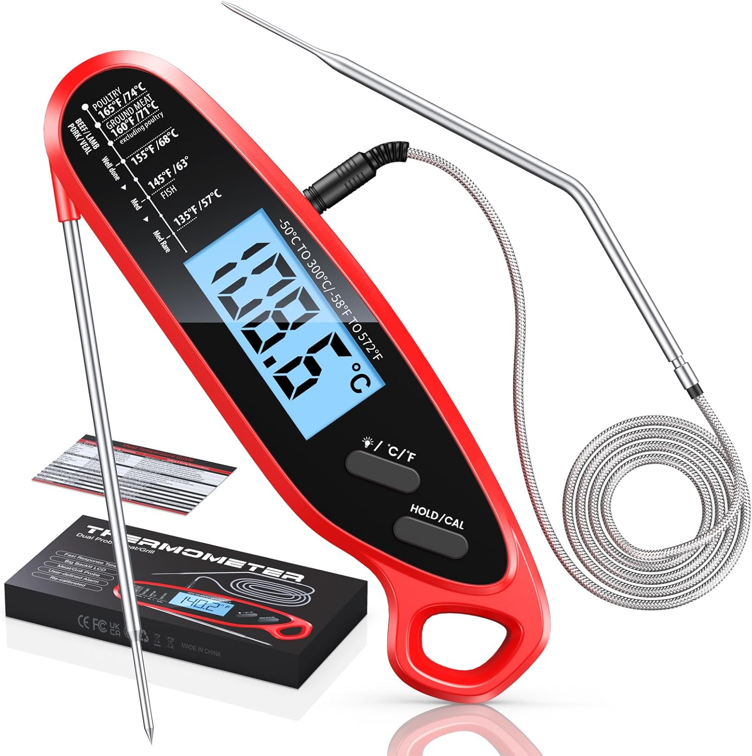 Babacom Meat Thermometer Digital with Dual Probes, Fast Instant Read Food Thermo...
