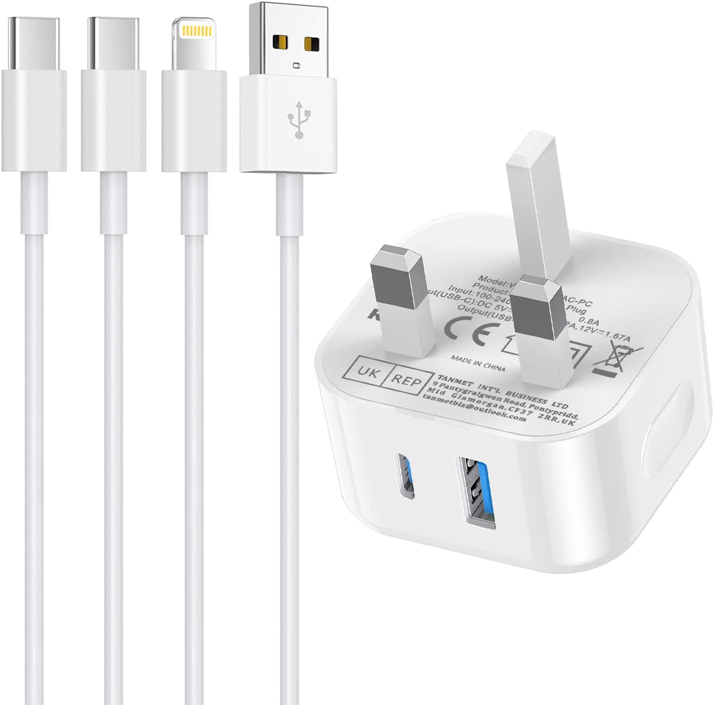 iPad Charger,2 Pack New Apple iPad Fast Charging Lightning Lead and Plug USB C F...