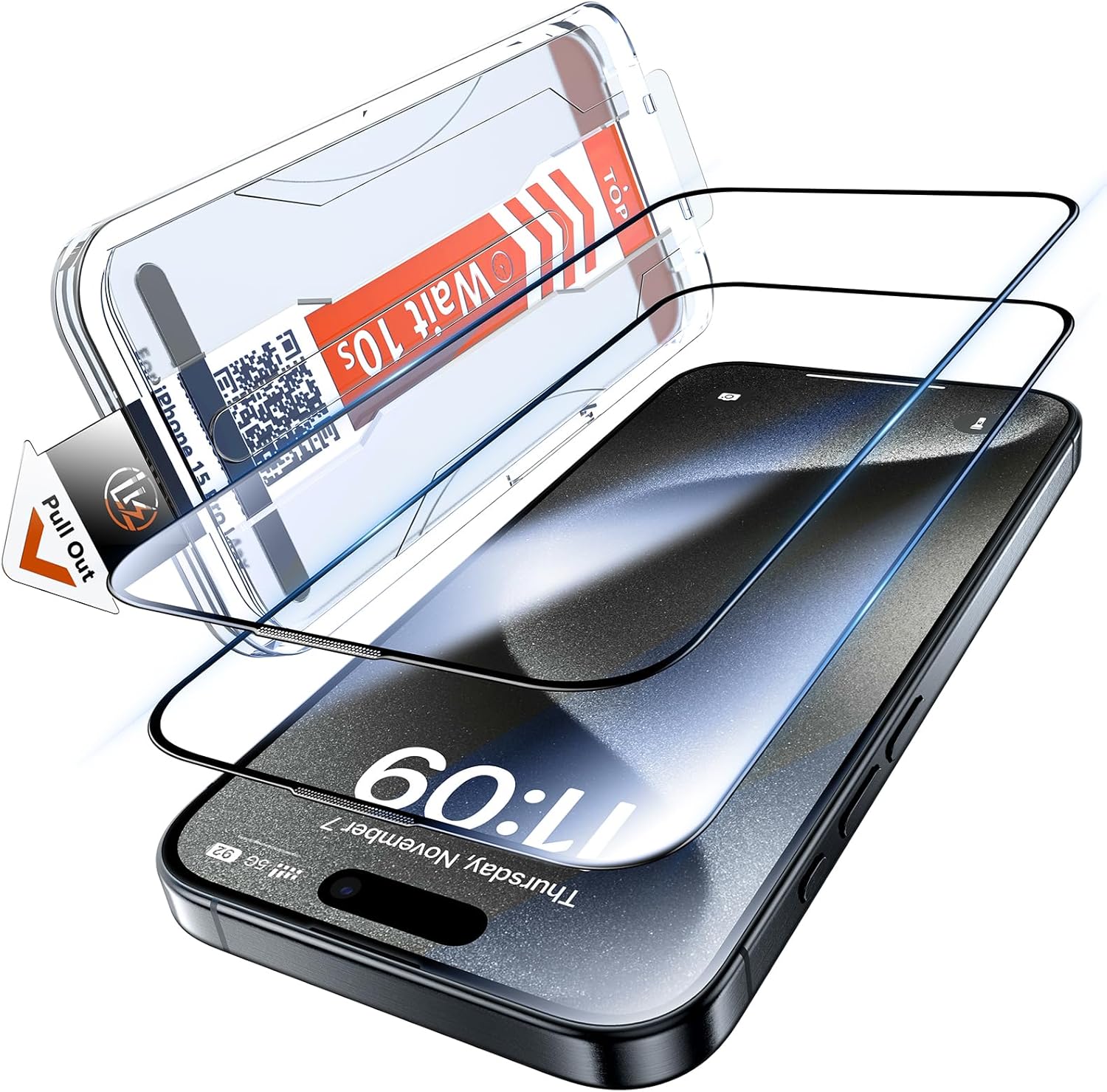 LK 2 Pack for iPhone 15 Pro Max Screen Protector, 2 Pack HD Tempered Glass Film,...