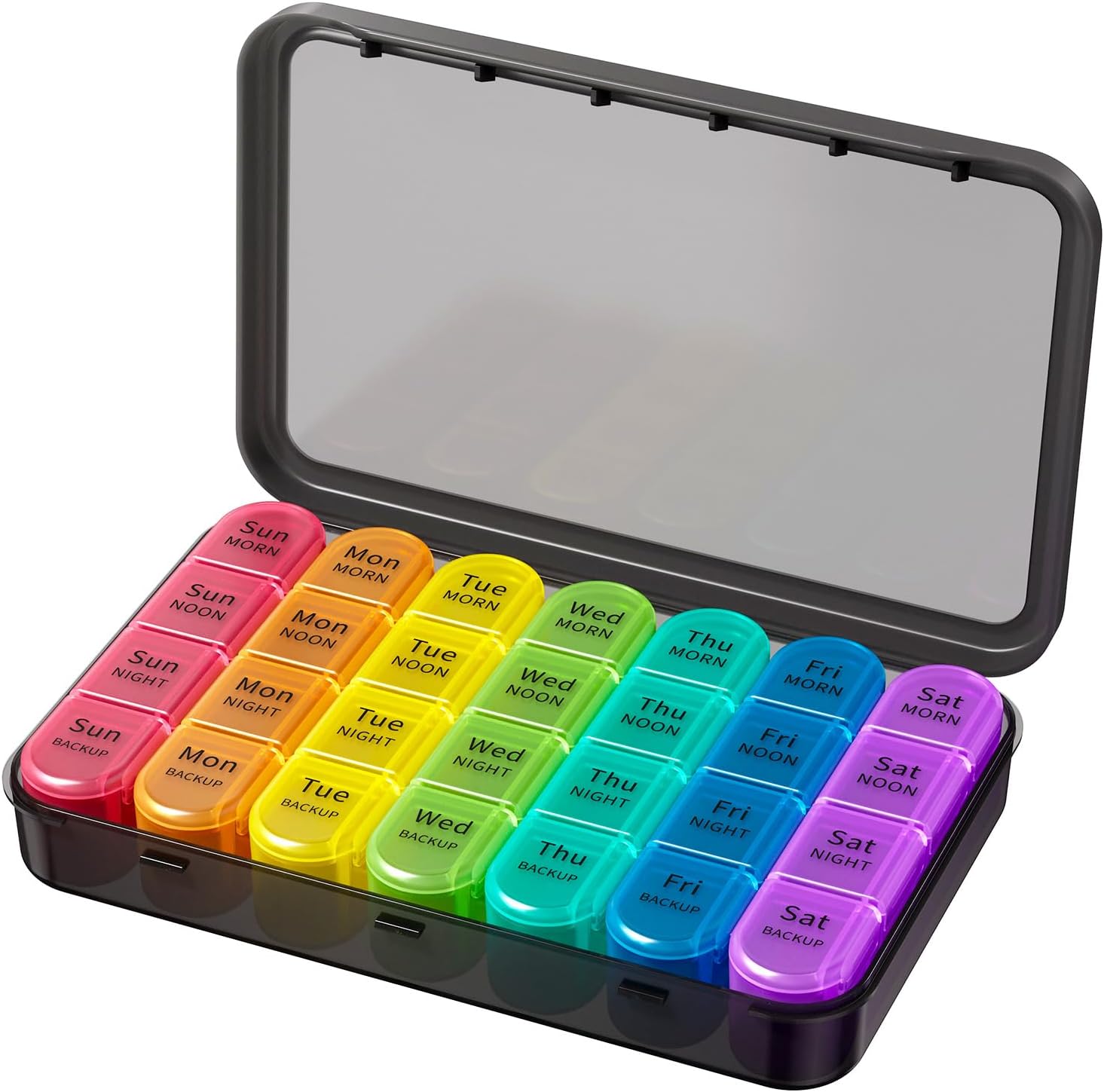 Pill Box 4 Times a Day, 7 Days Pill Organiser Box with 28 Compartments, Weekly P...