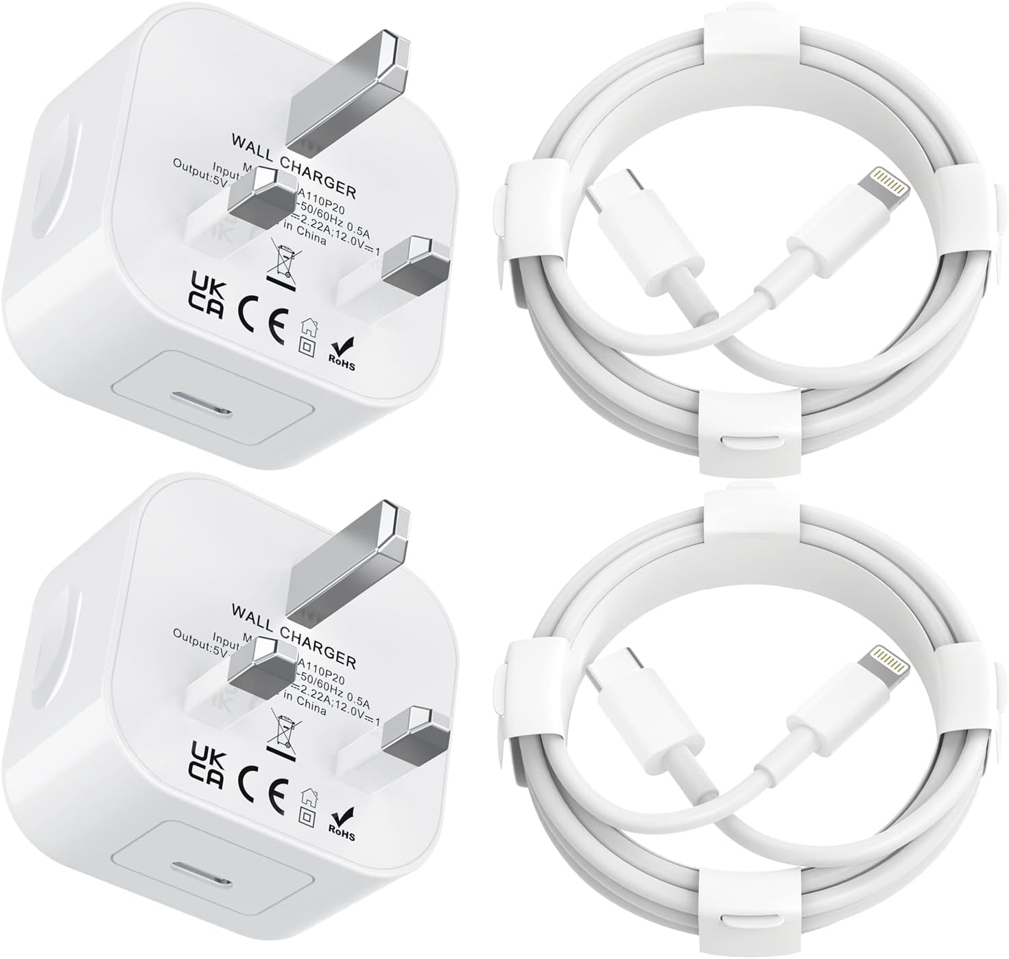 for iPhone USB C Fast Charger Plug and Cable [MFi Certified] 2Pack 20W Power Ada...