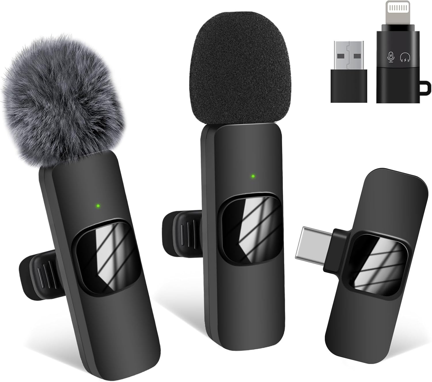 Jsdoin Wireless Microphones Wireless Microphone for iPhone iPad, 2 Mini USB-C Wi...