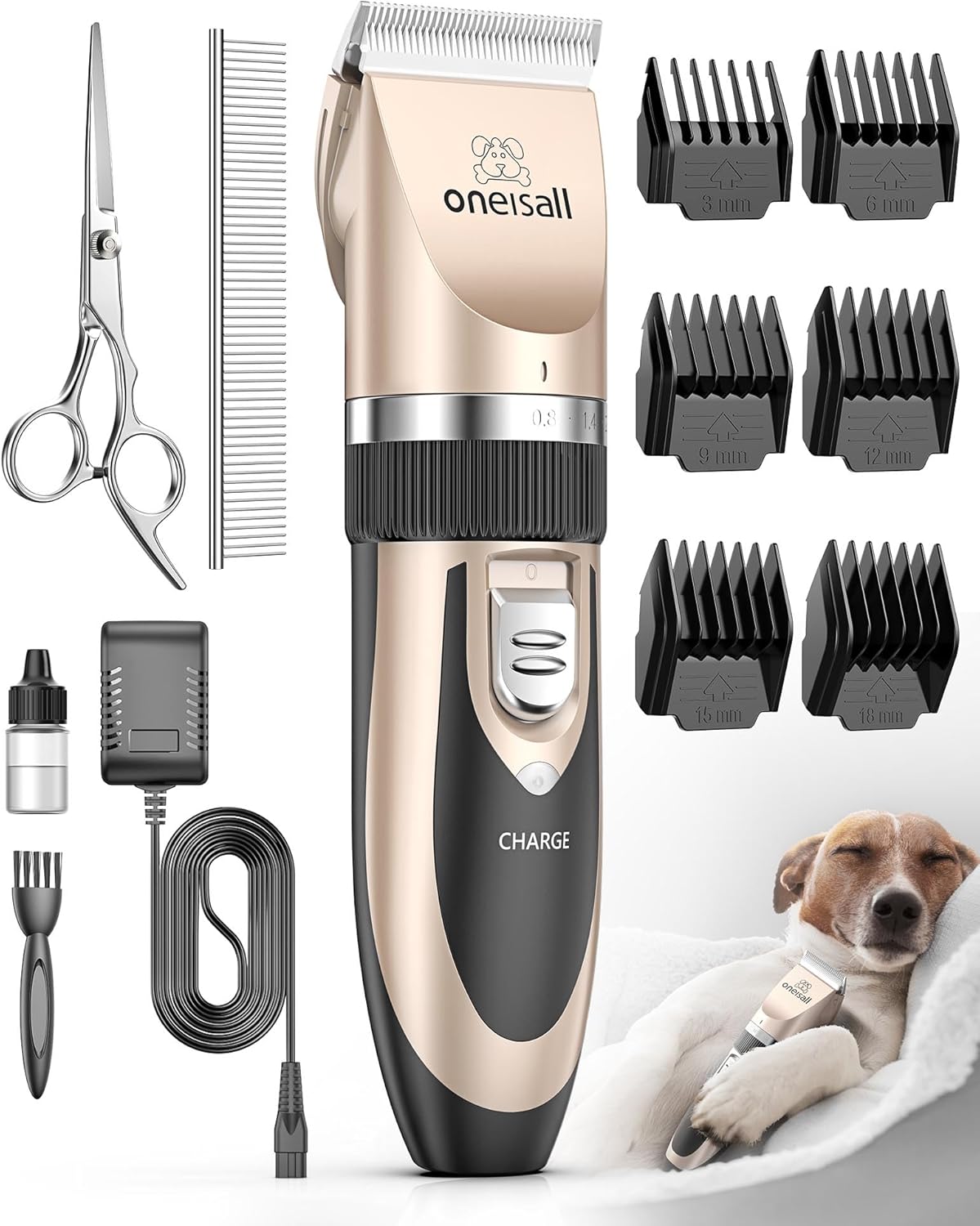 oneisall Dog Clippers Low Noise,Dog Grooming Kit, Cordless Dog Grooming Clippers...