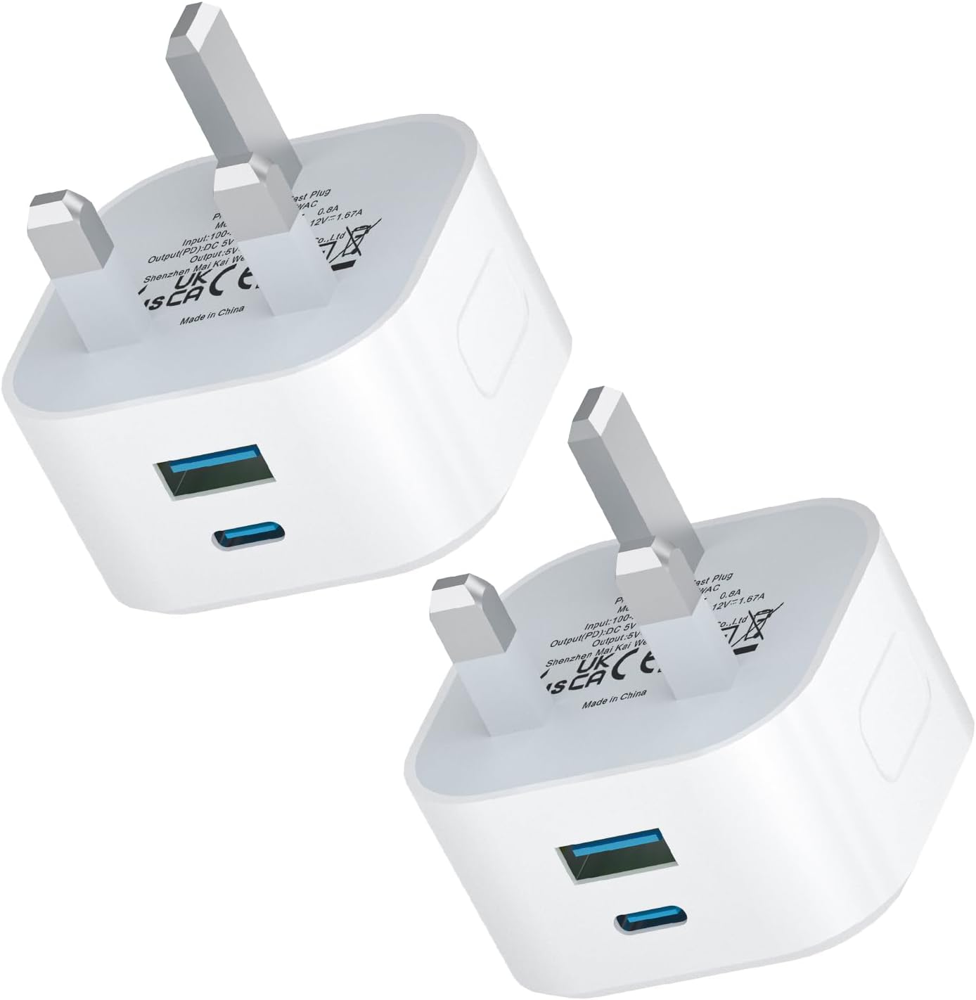 USB C Plug for iPhone Fast Charge, 2 PACK Type C Plug Charger UK Fast Charging f...