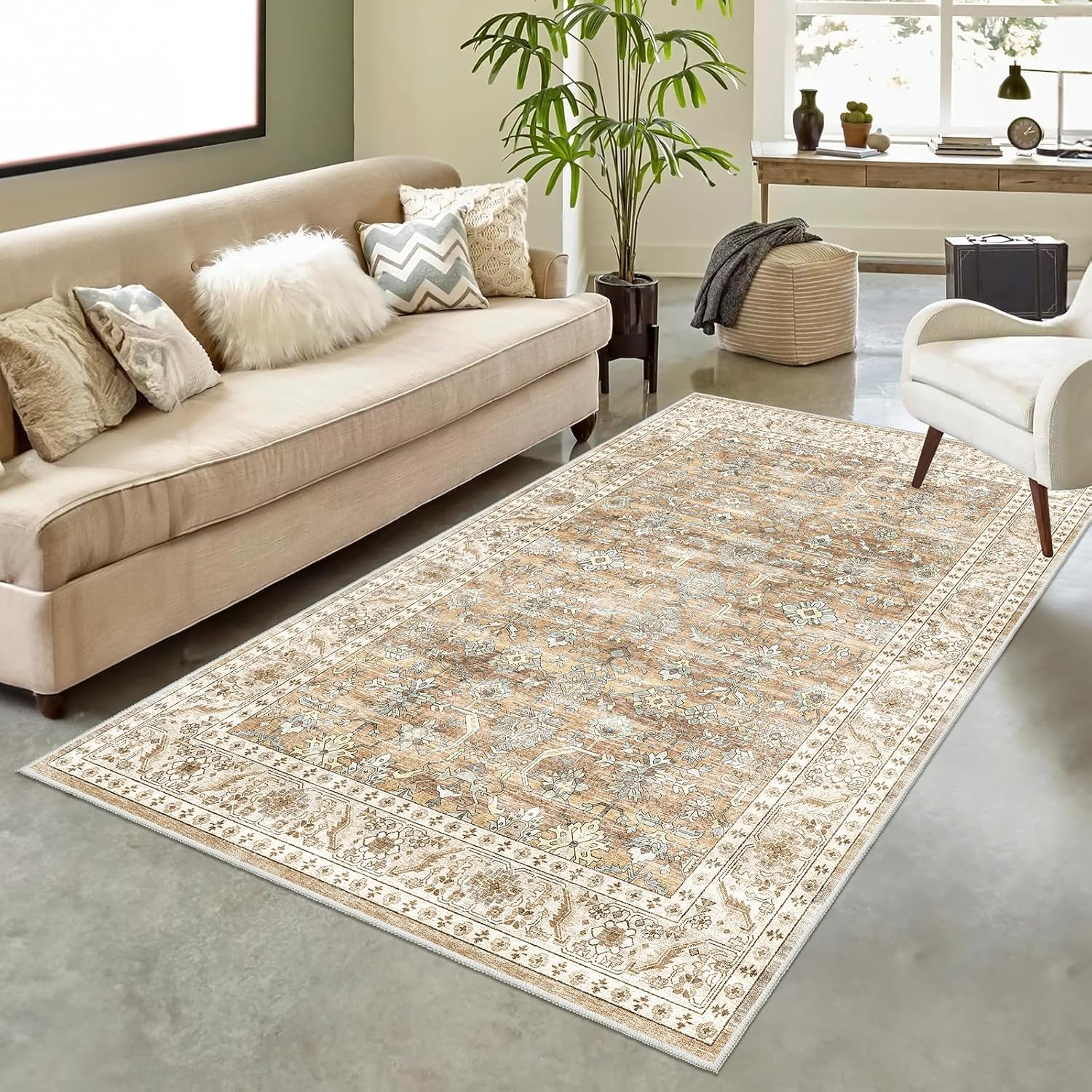 HOMFINE Traditional Rug, Special Vintage Area Rug for Living Room, Innovative Fl...