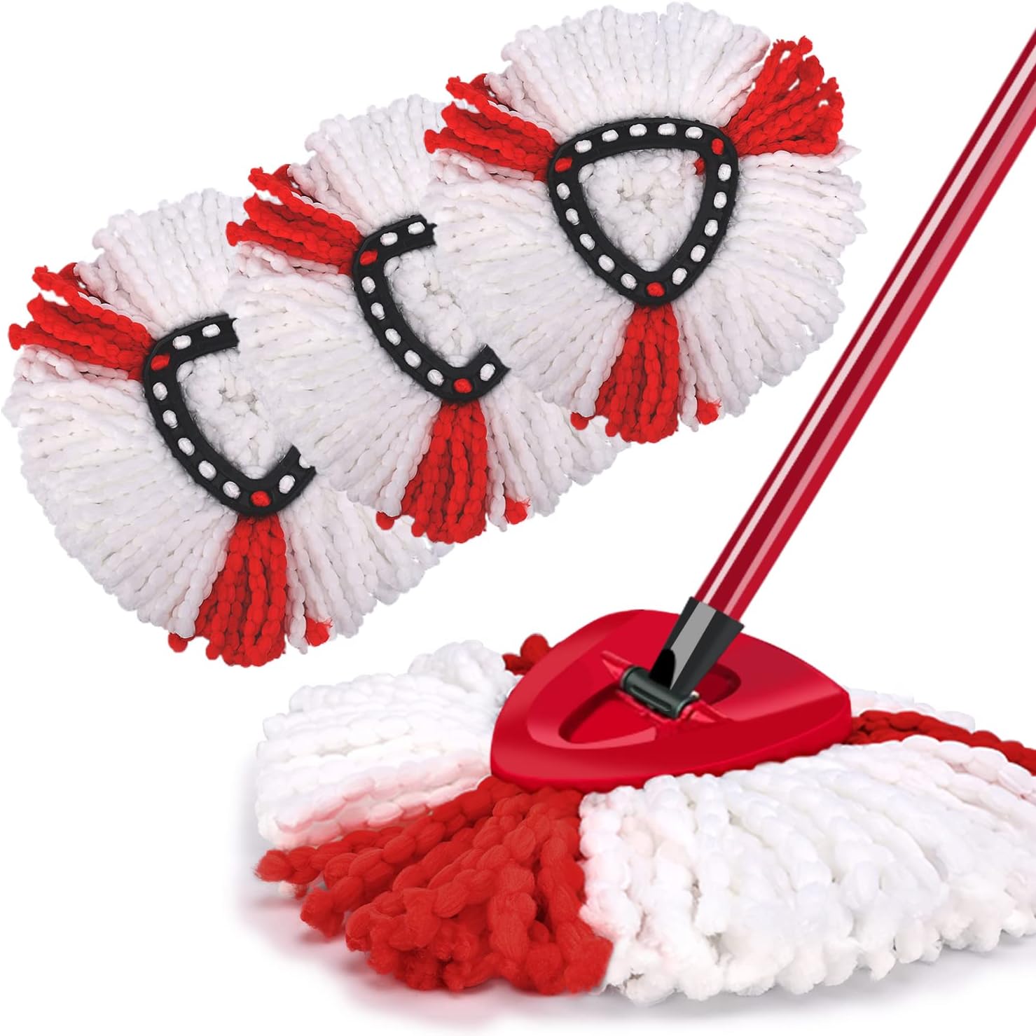 NICEMOVIC 3 Pack Mop Replacement Heads, Triangle Spin Reusable Mop Heads, Compat...
