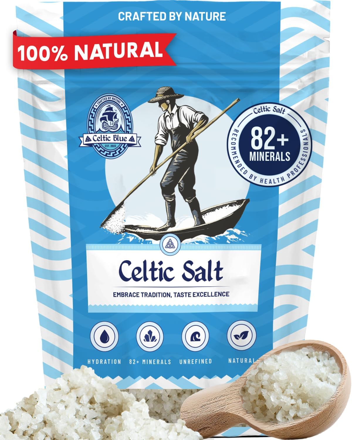 Celtic Blue Celtic Sea Salt 500g | 100% Unrefined Coarse Celtic Sea Salt | 82+ E...