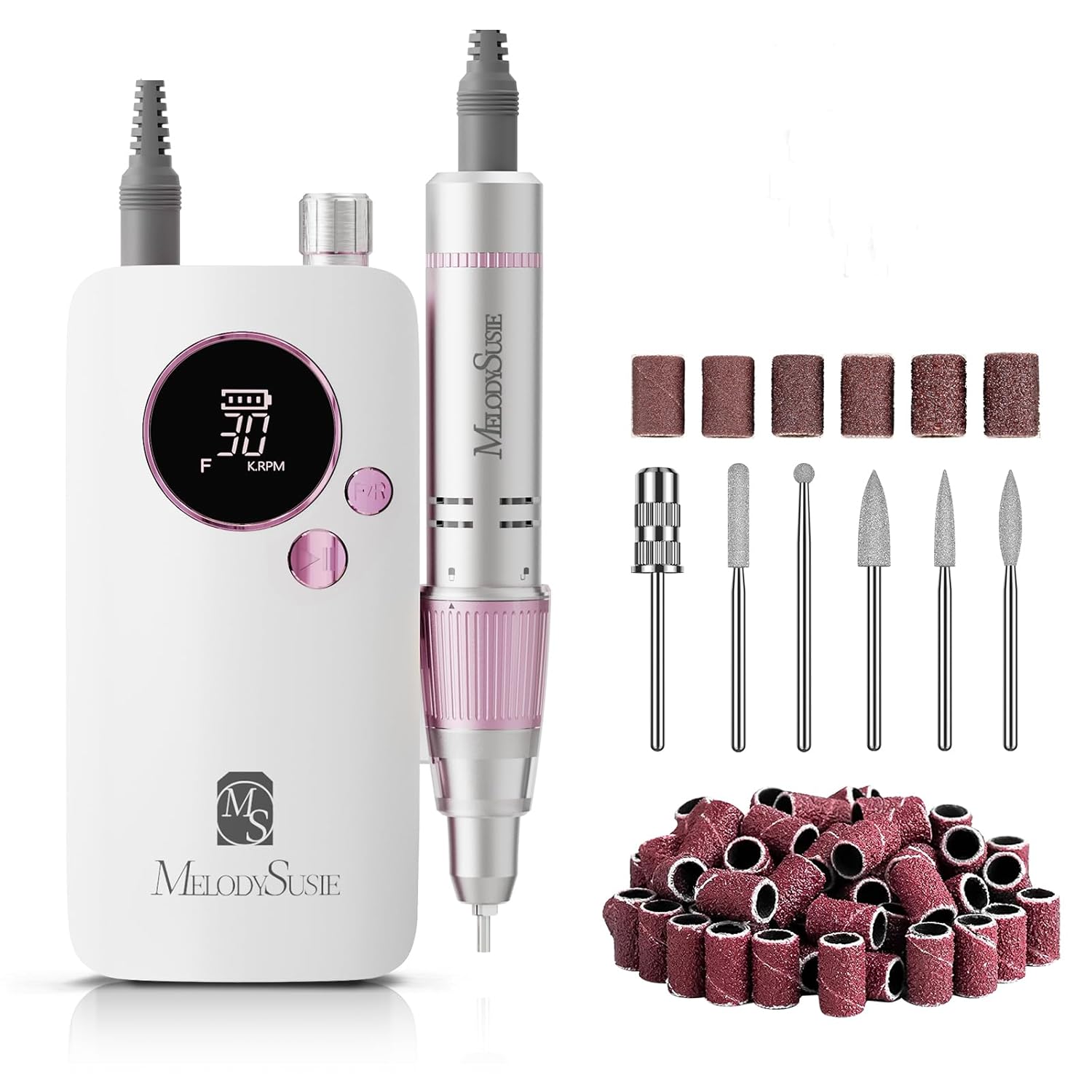 MelodySusie Portable Nail Drill 30000 RPM,SC320F Professional Rechargeable Elect...