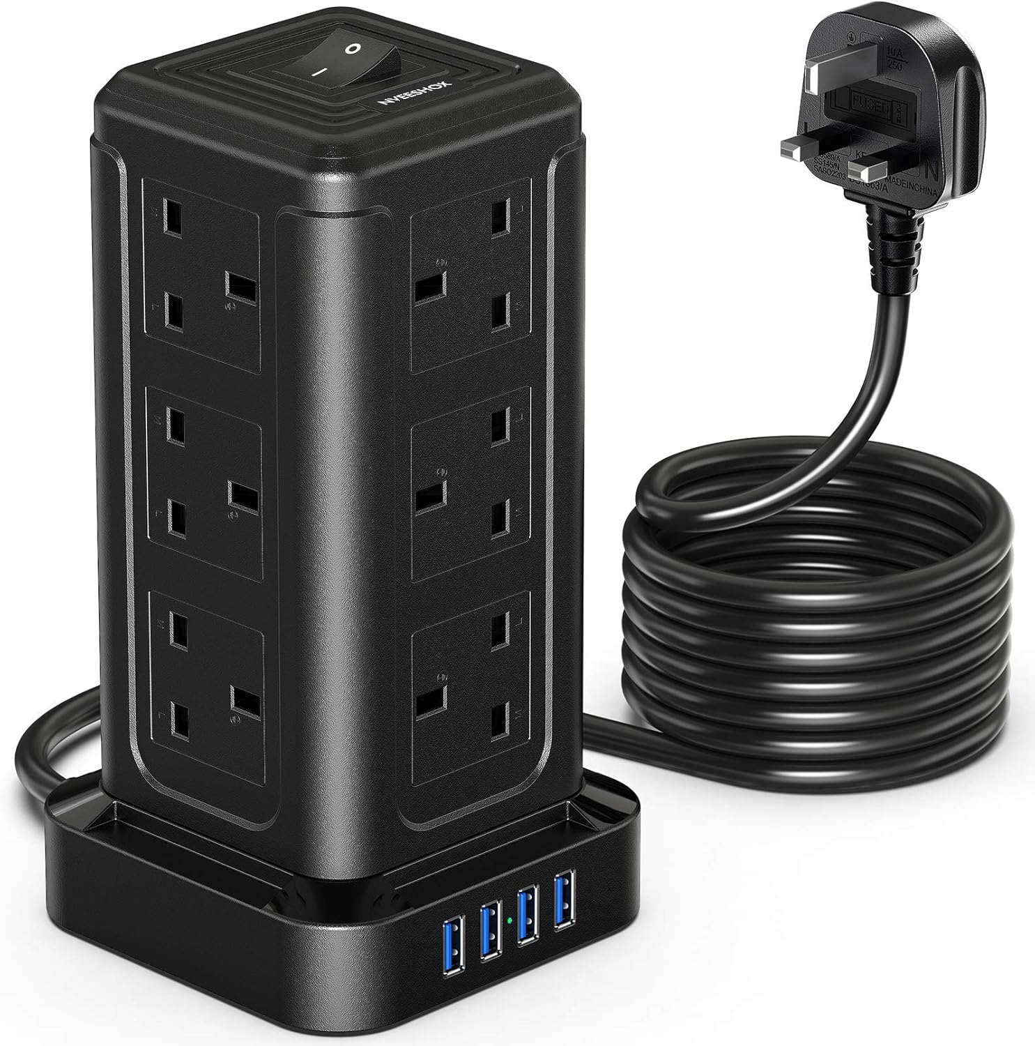 NVEESHOX Extension Lead Surge Protection,12 Way Po...