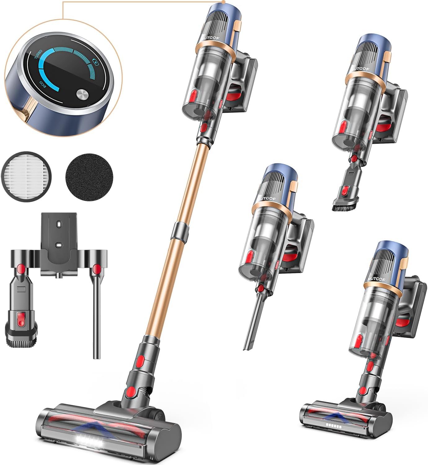 Cordless Vacuum Cleaner, 30Kpa Vacuum Cleaners for Home, Max 50Mins Runtime, Ant...