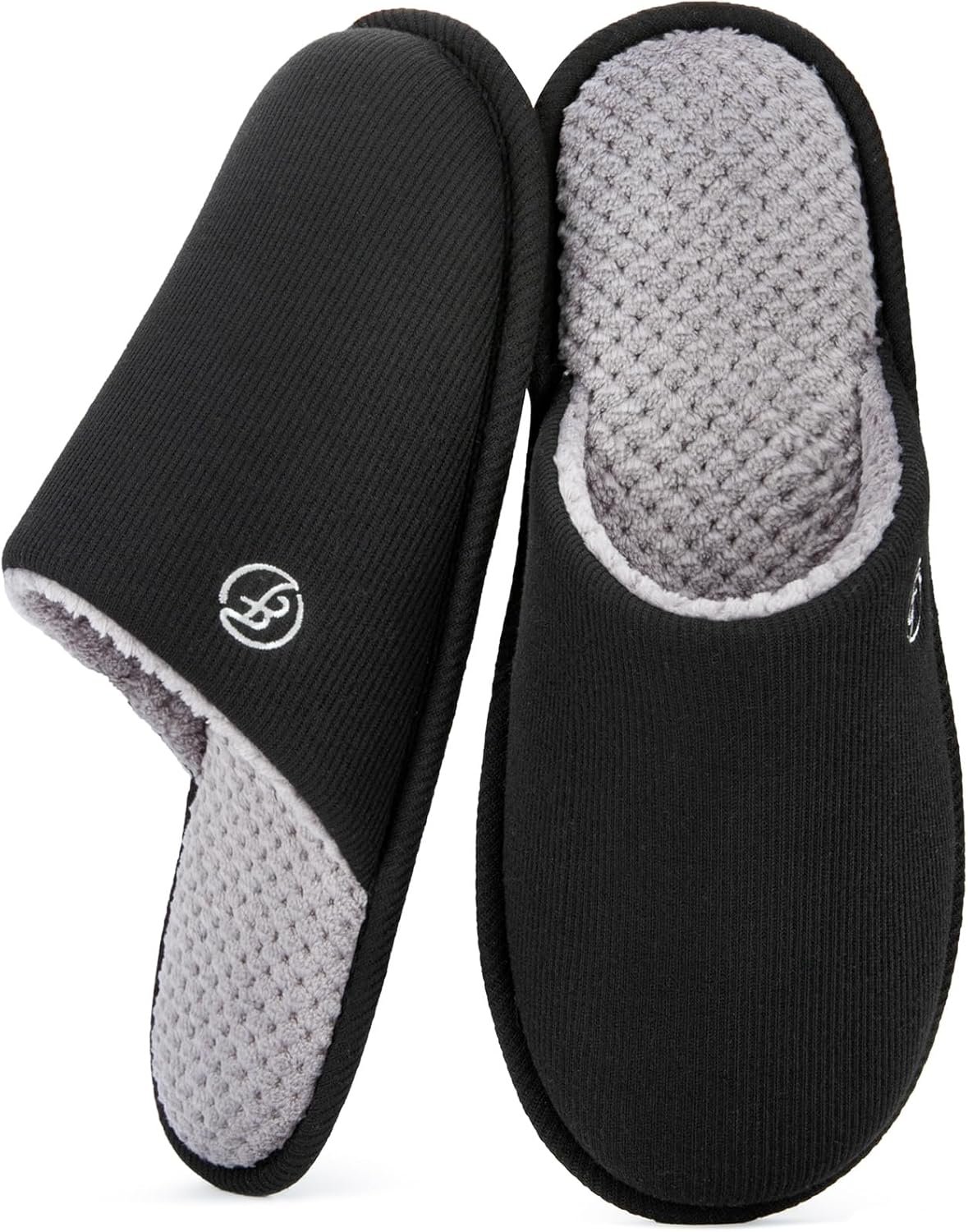 EverFoams Men's Cotton Knit Slippers, Special Lightweight Memory Foam Shoes for...