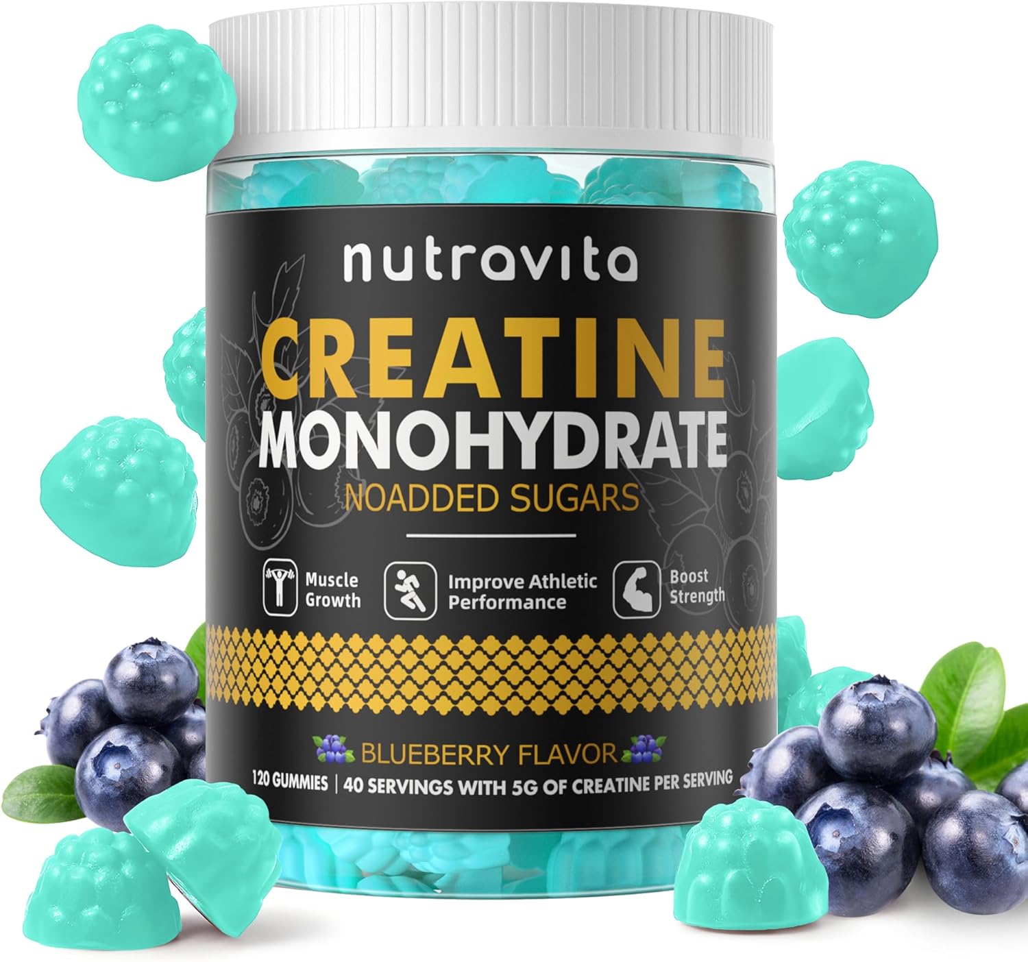 Creatine Monohydrate Gummies for Men & Women-5g of Creatine Monohydrate per Serv...