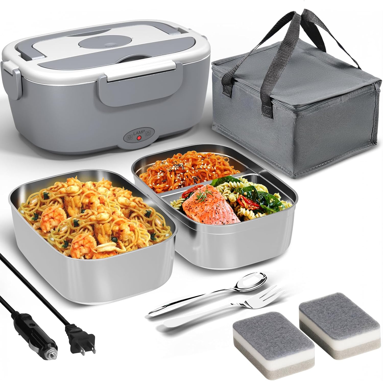 Electric Lunch Box Food Heater for Work, 80 W Food Warmer for Car Truck Travel w...