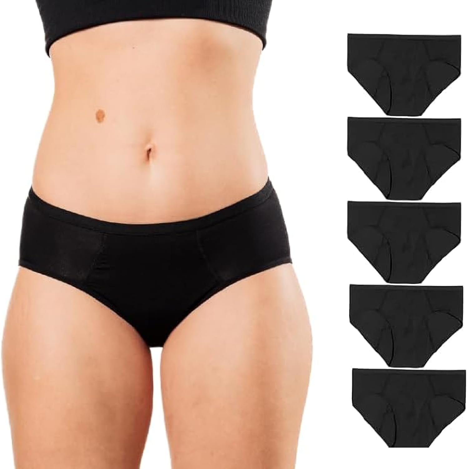 Bambody Absorbent Brief, 5th Gen 5 Pack: Black 6