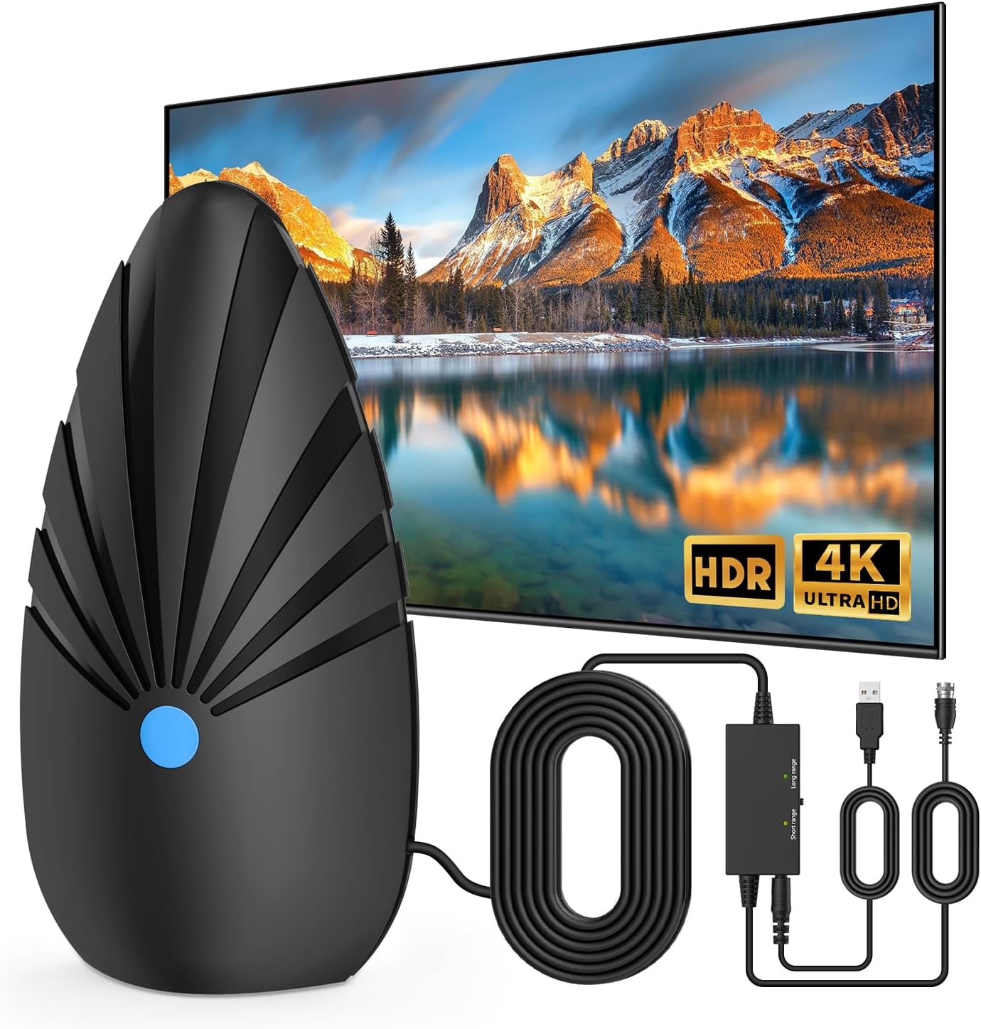 HD Digital TV Antenna Indoor, 1200+ Miles Long Range Smart TV Antenna，Antenna f...