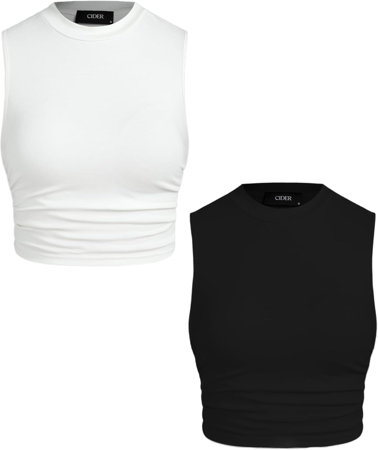CIDER Crop Tops for Women Mimi Cuttrell Basic Sleeveless Ruched Going Out Summer...