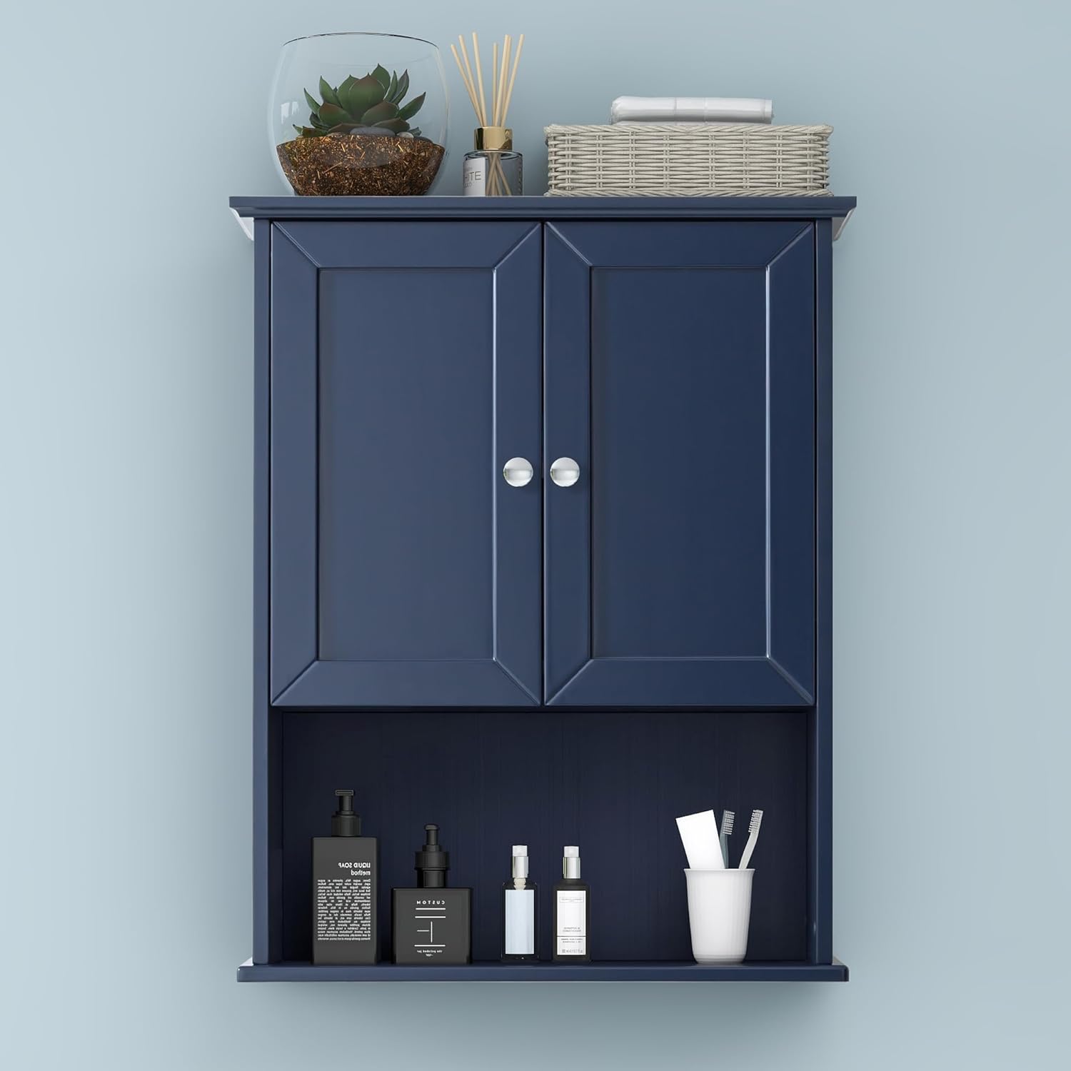 Bathroom Wall Cabinet Navy Blue Over Toilet Storage Cabinets 24x30 in Above Toil...