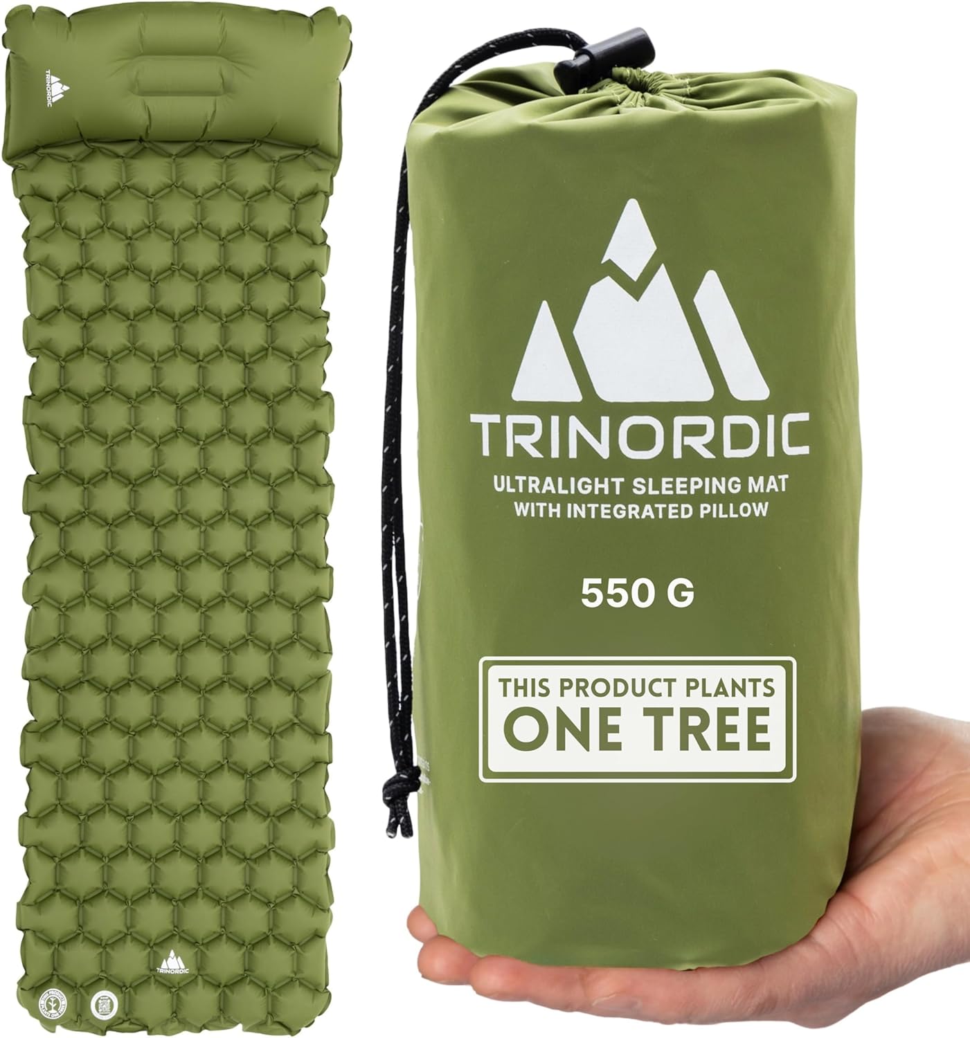 TRINORDIC Ultralight Inflatable Camping Mat - With Integrated Pillow – Lightweig...