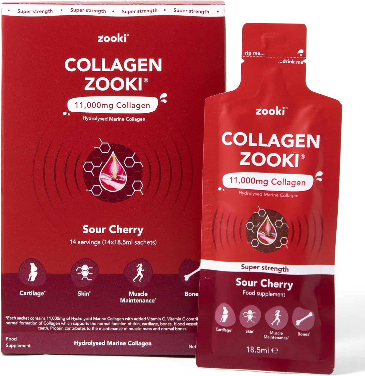 Zooki 11,000mg Super Strength Marine Collagen Liquid Sachets | Hydrolysed Peptid...