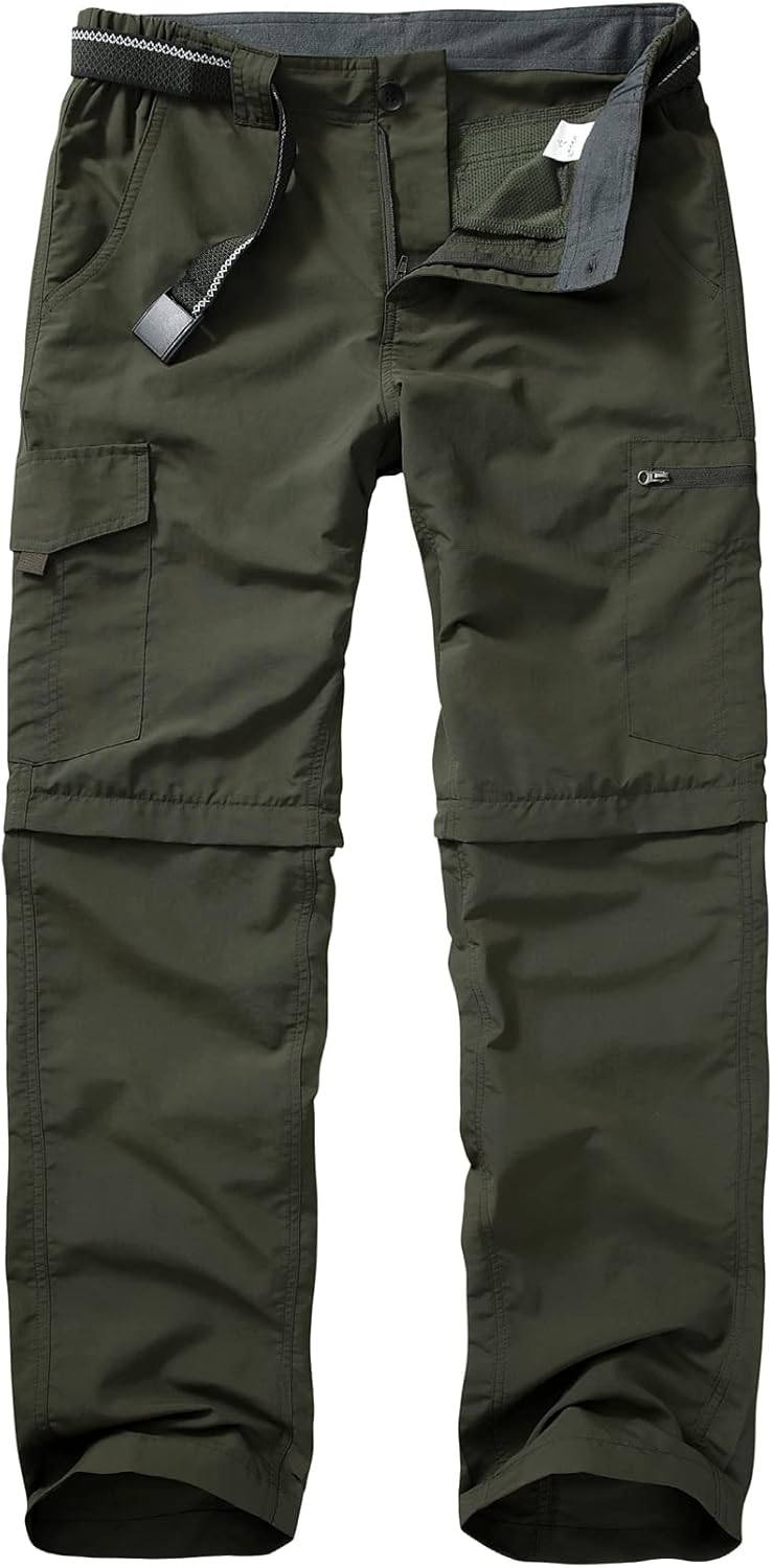 mosingle Walking Hiking Trousers Mens, Safari Zip Off Lightweight Quick Dry Conv...