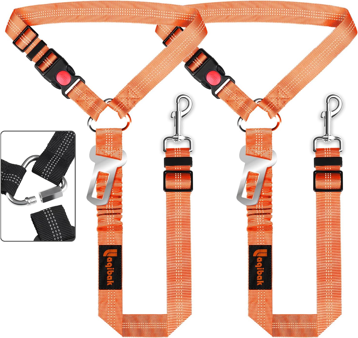 Removable Dog Seat Belt Harness for Car, 3 in 1 Pet Dog Car Seatbelt Leash, Retr...