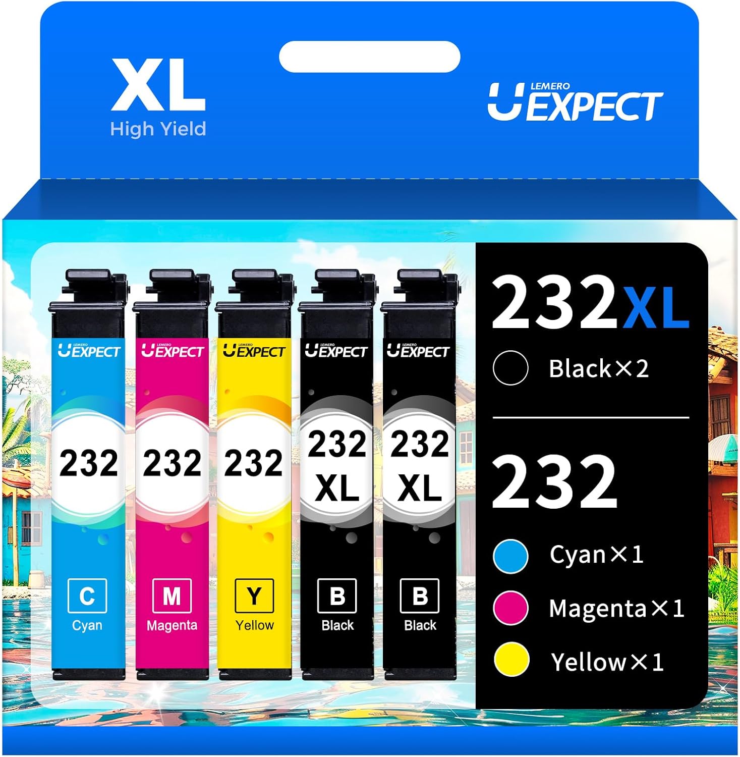 LemeroUexpect 232XL Ink Cartridges Combo Pack Remanufactured 232XL Ink Cartridge...