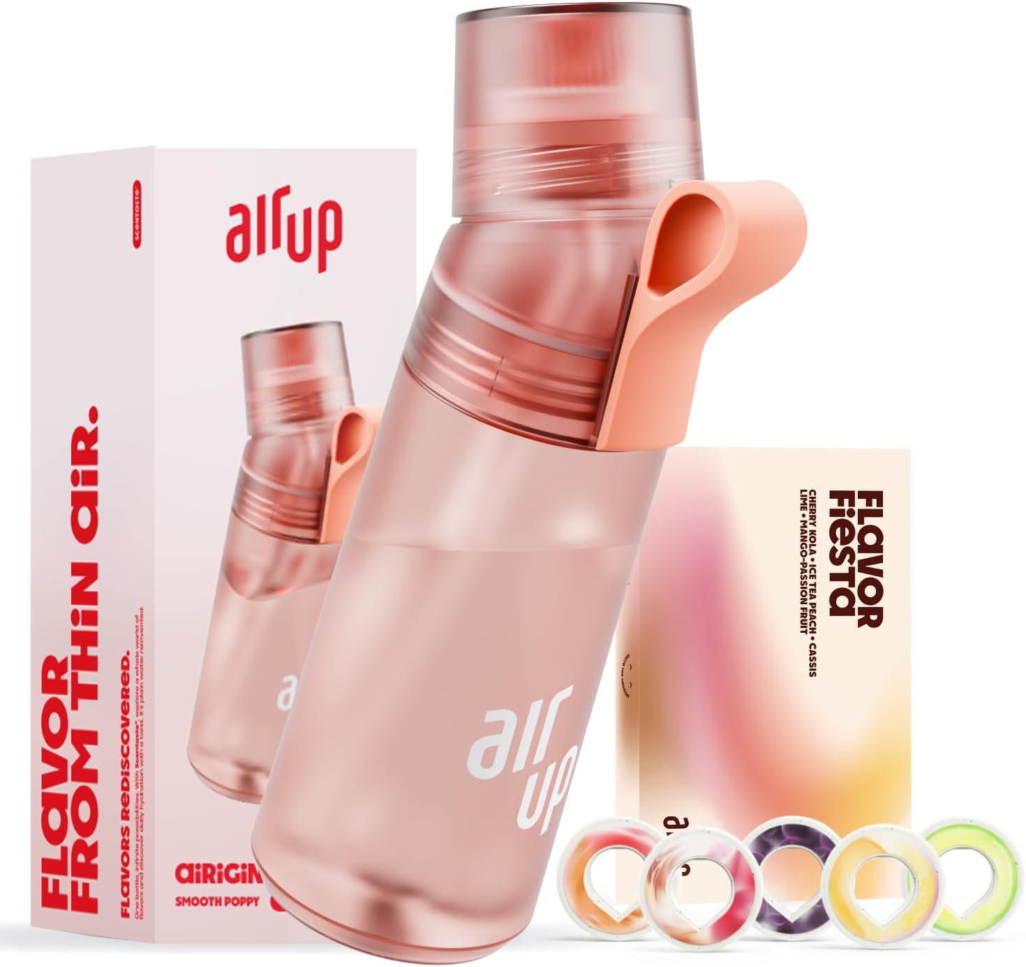 AIR UP® water bottle Gen2 original starter set with pods in 5 flavours I 600ml d...