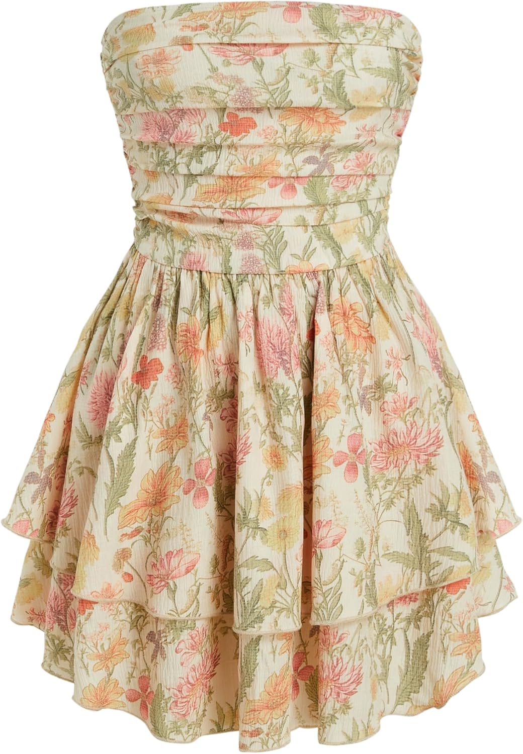 CIDER Women's Summer Cocktail Dress, Special Tube Ruched Ruffle Mini Dress, High...