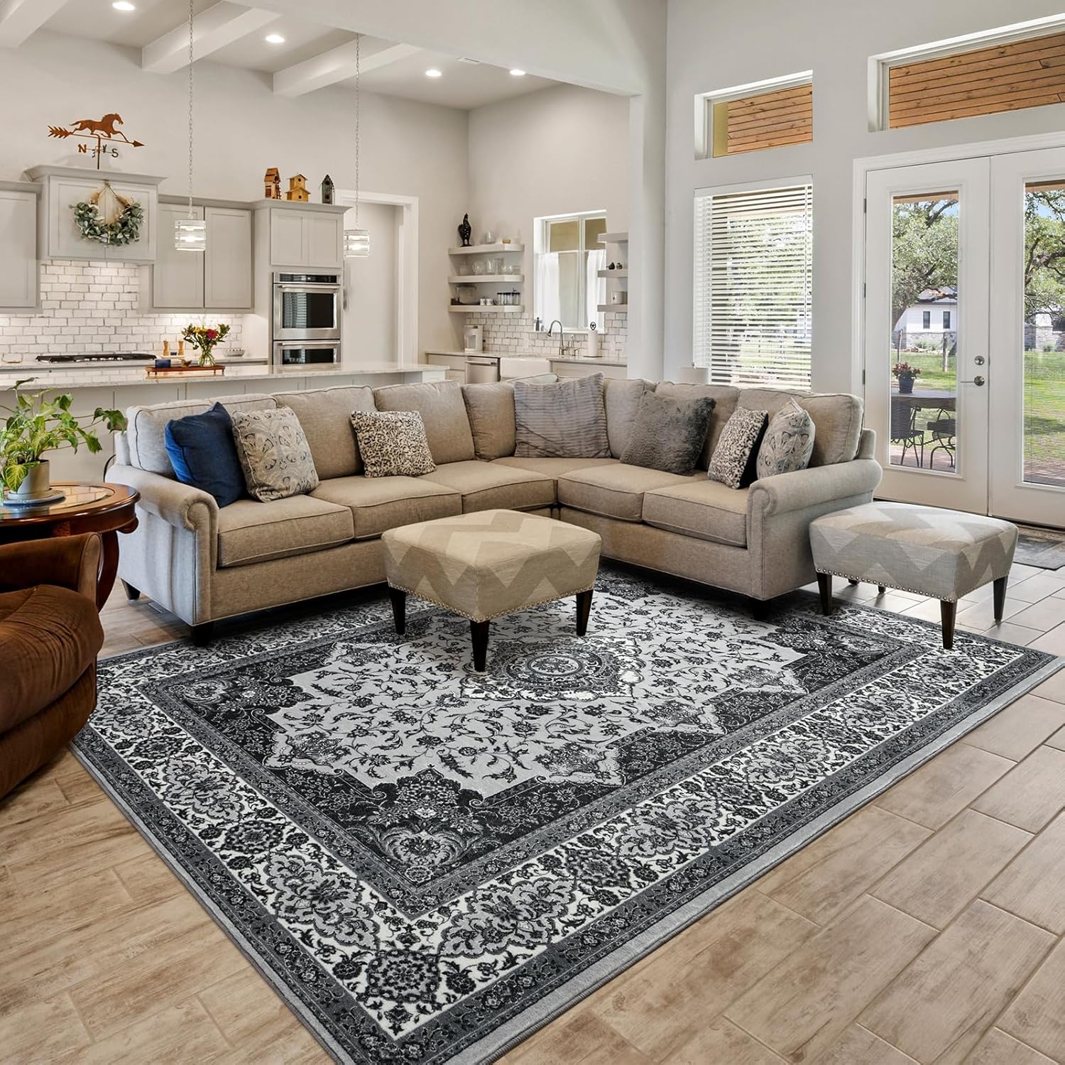 Area Rugs for Living Room 4x6 Boho Rug with Non-Slip Backing Machine Washable Ca...