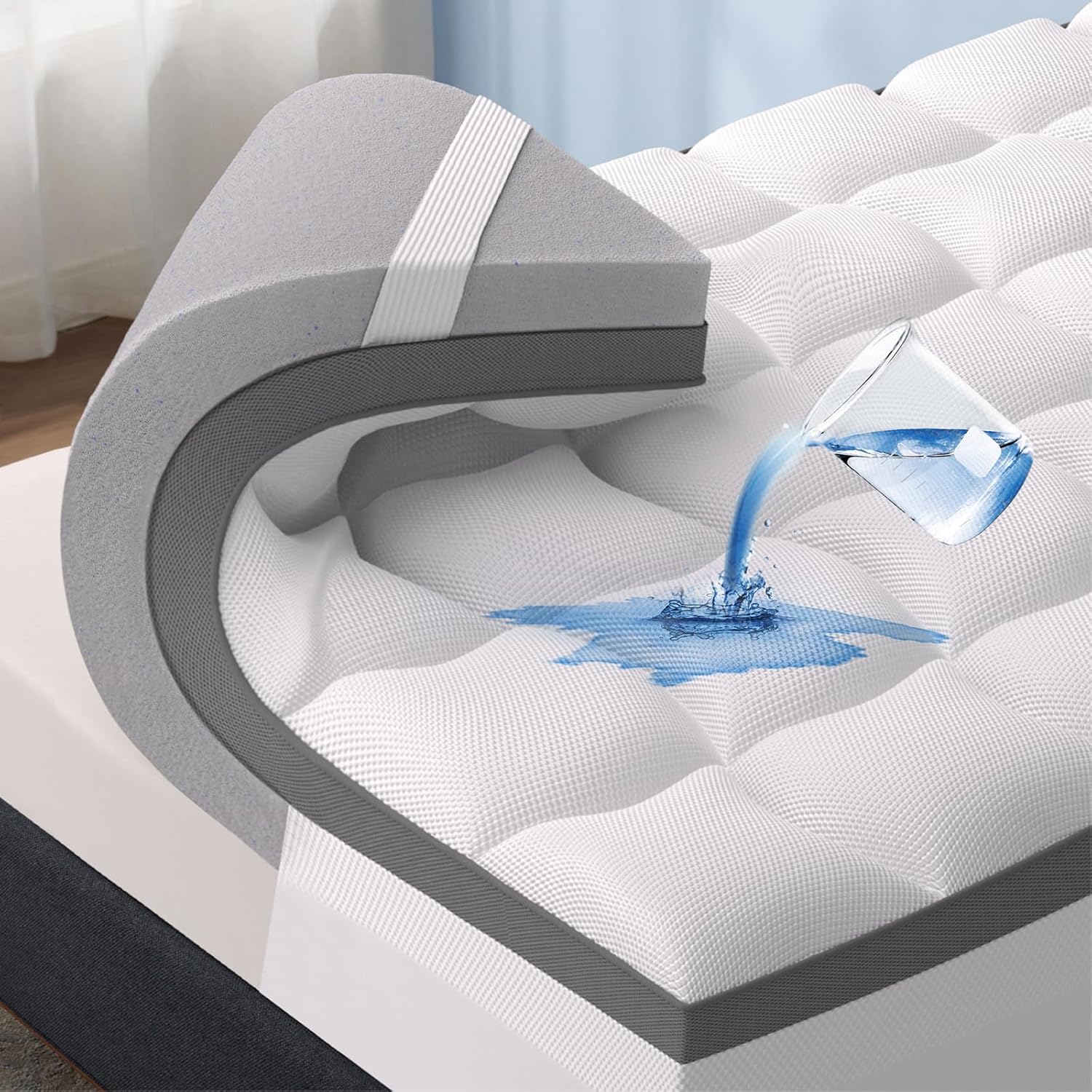 Bedsure 4 Inch Memory Foam Mattress Topper Queen Size, Dual Layer 2.5 Inch Gel M...