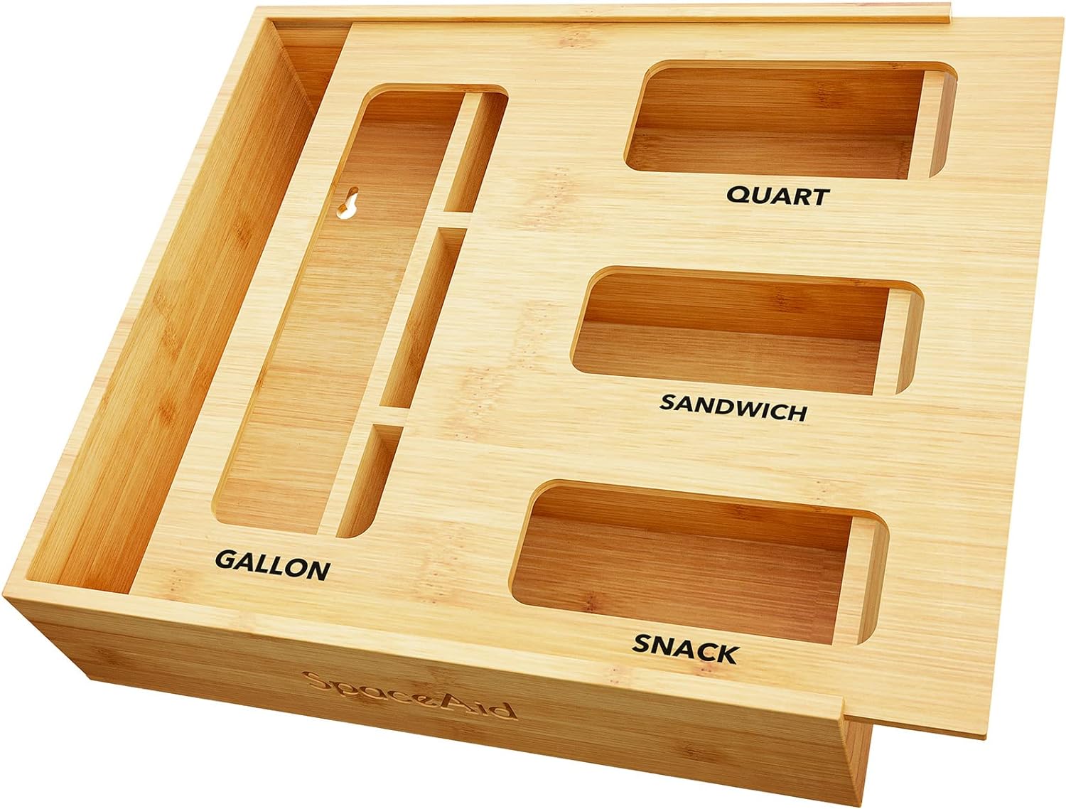 SpaceAid Bag Storage Organizer for Kitchen Drawer, Bamboo Organizer, Compatible...