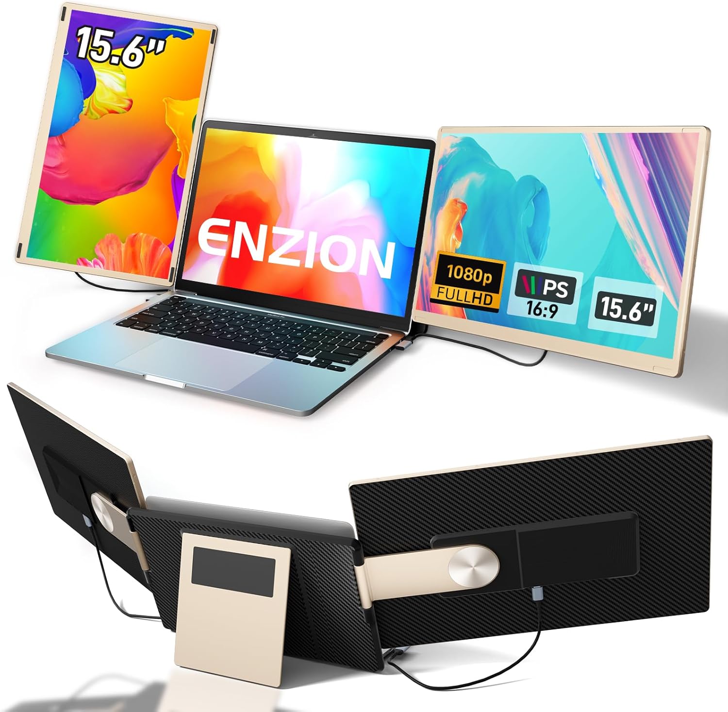 Laptop Screen Extender,Upgraded 15.6" Portable Monitor,FHD 1080P IPS Triple Lapt...