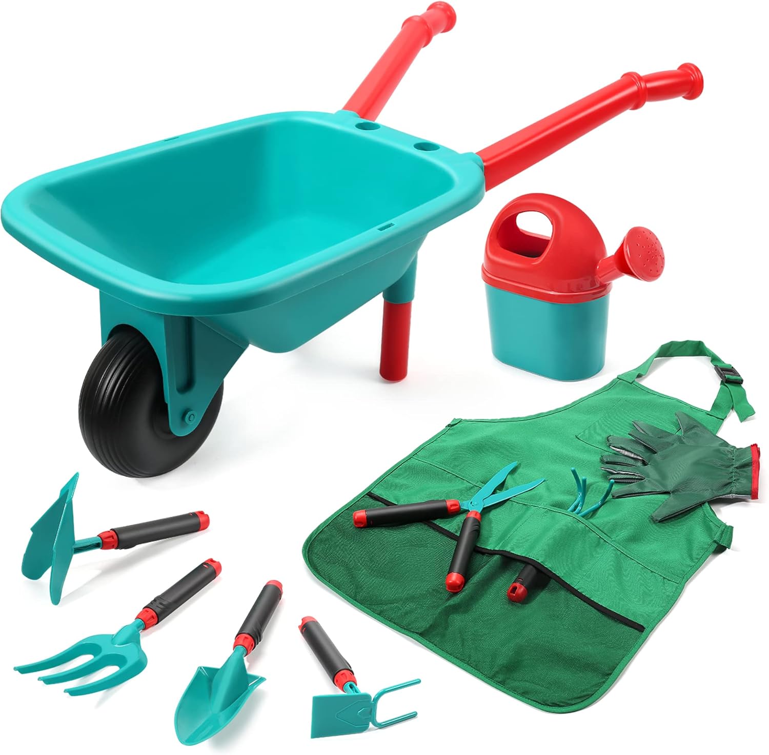 CUTE STONE Kids Gardening Tool Set, Garden Toys with Wheelbarrow, Watering Can,...