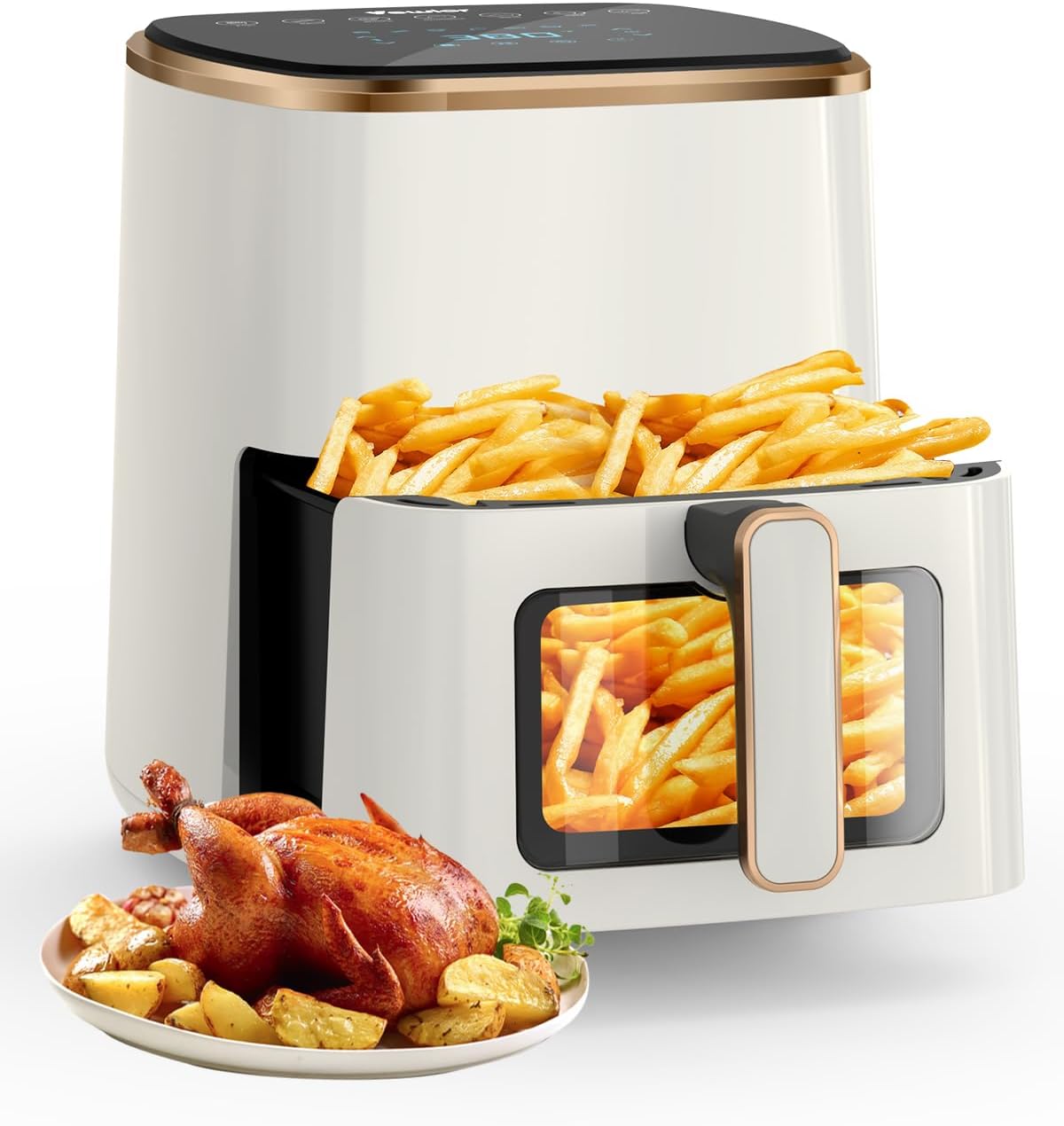 VEWIOR Air Fryer, 5.3Qt Airfryer with Viewing Window, 7 Custom Presets Large Ove...