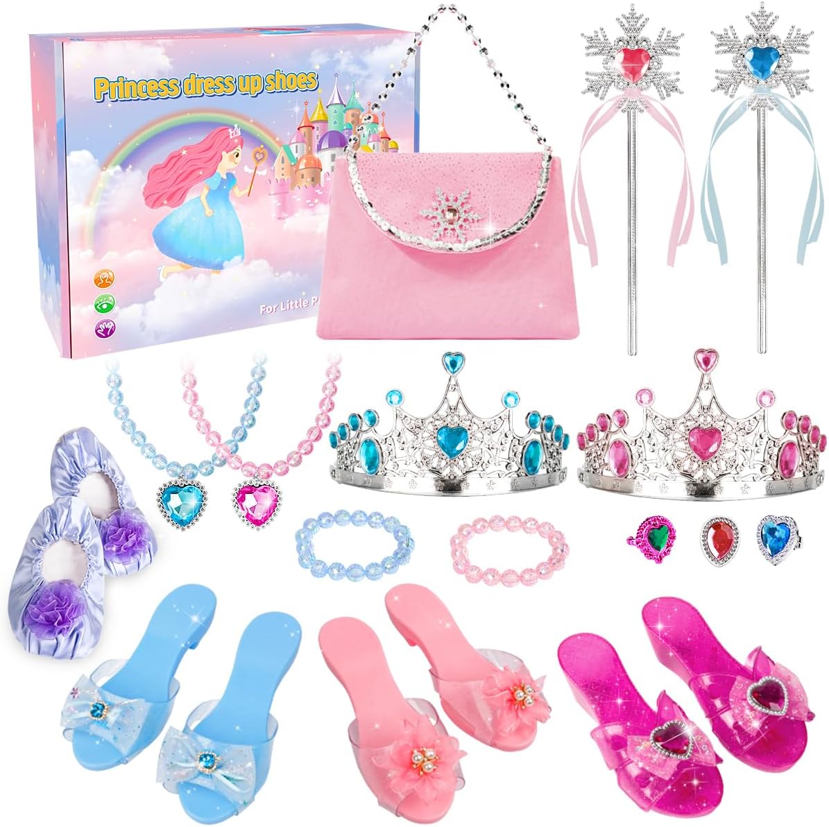 Princess Dress Up Shoes - Princess Toys with Play Shoes & Pretend Jewelry Access...