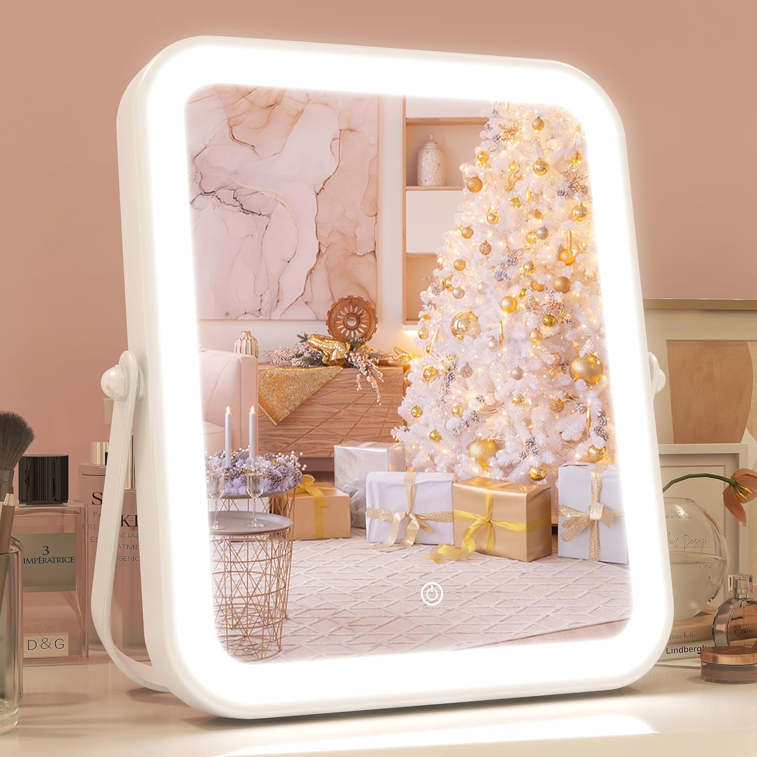 Home Mirror, 10x12 inches Lighted Vanity Makeup Mirror, Dimmable Touch Screen, T...