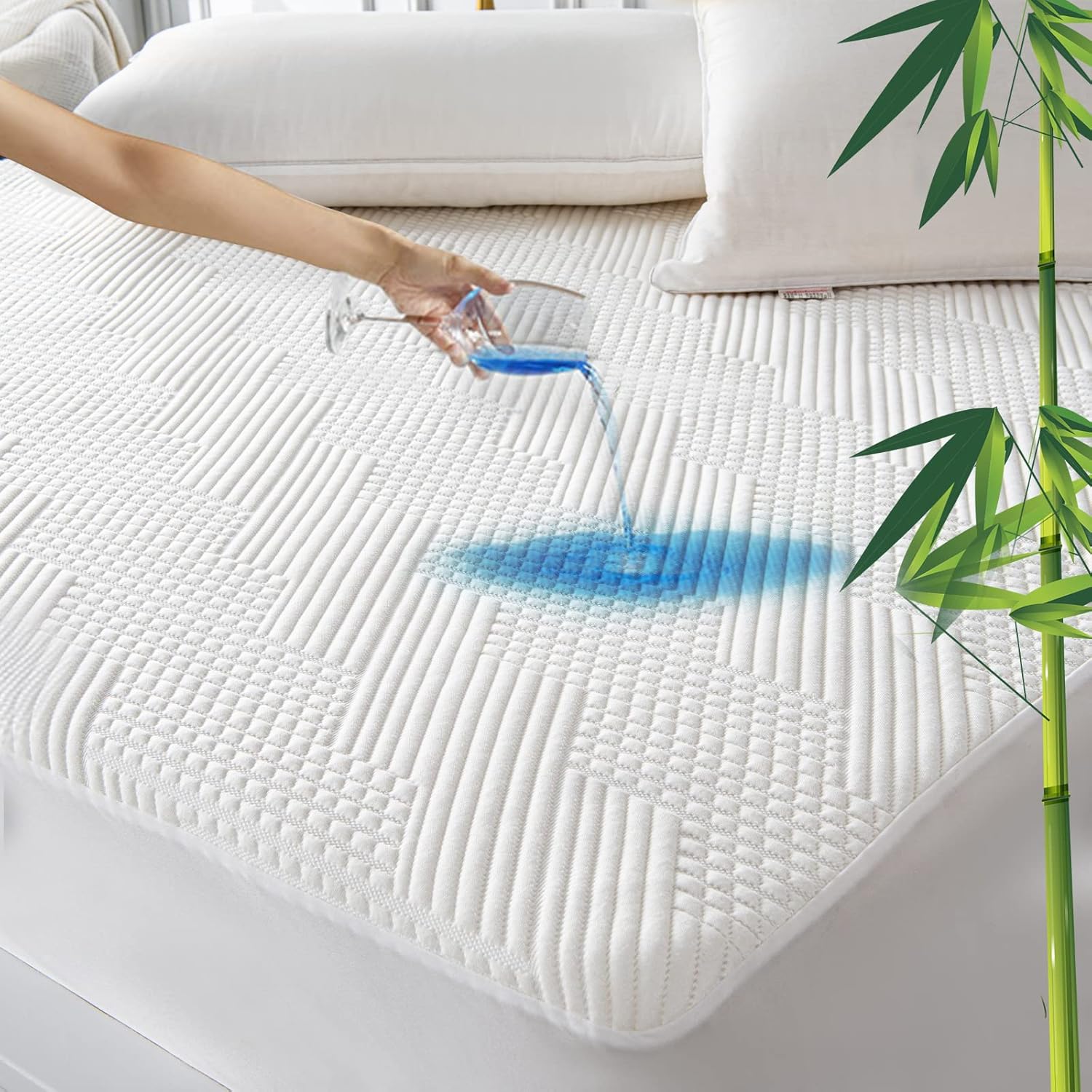 GRT Rayon Bamboo Waterproof Mattress Protector Cal King Size - 3D Air Fiber Cool...