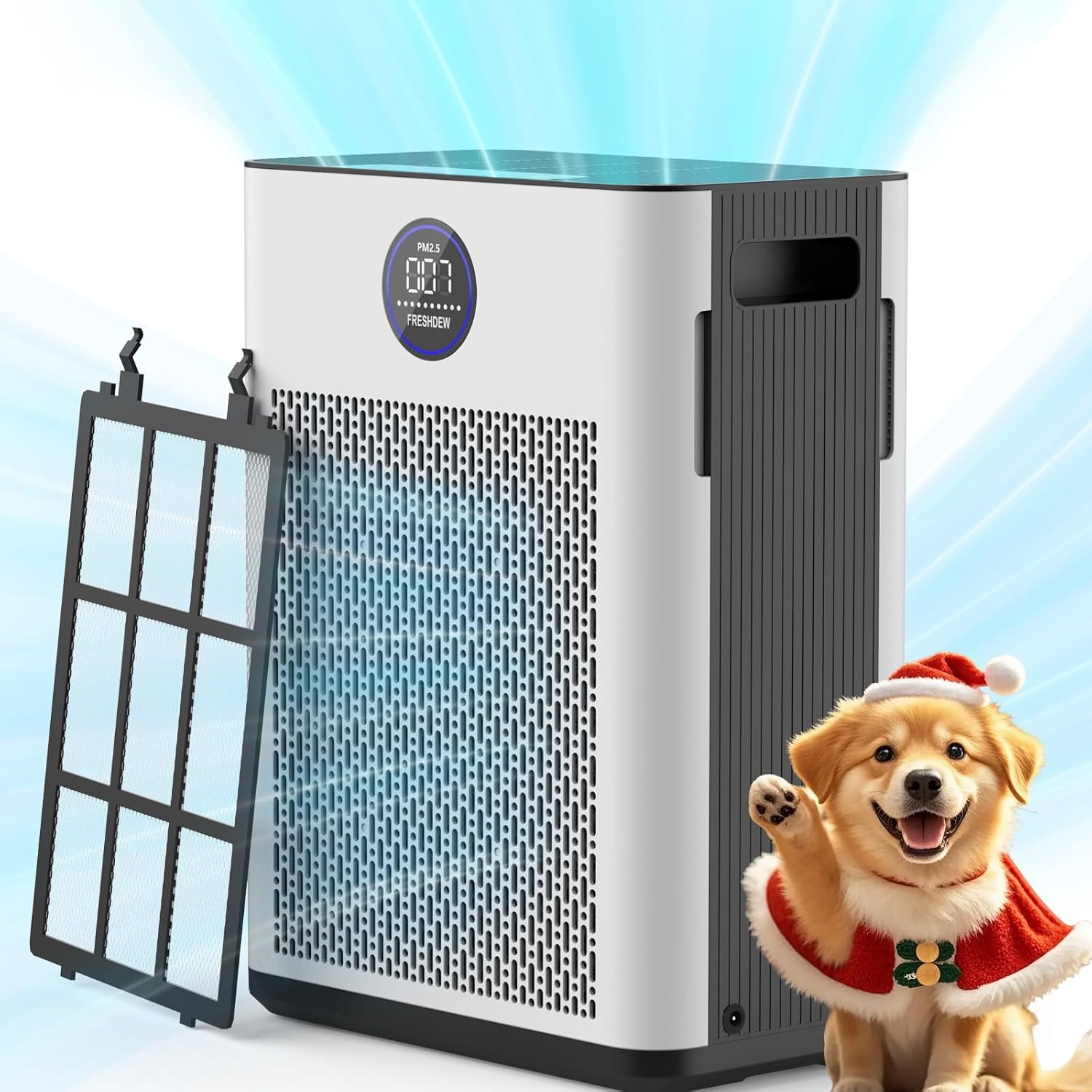 Air Purifiers,FRESHDEW Air Purifiers for Home Up to 2300ft² With Double-sided Ai...