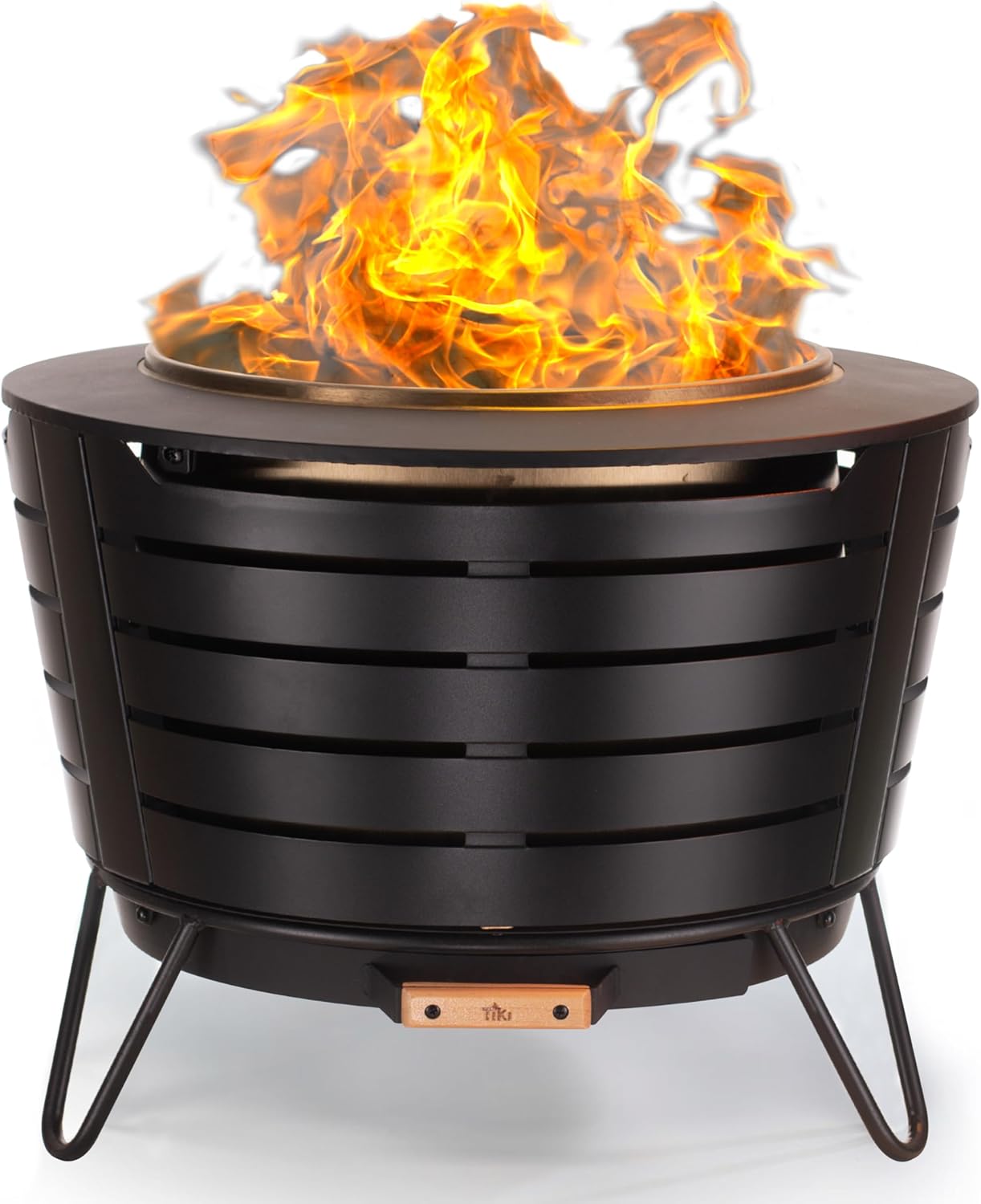 TIKI 25-Inch Smokeless Patio Fire Pit, Wood Burnin...